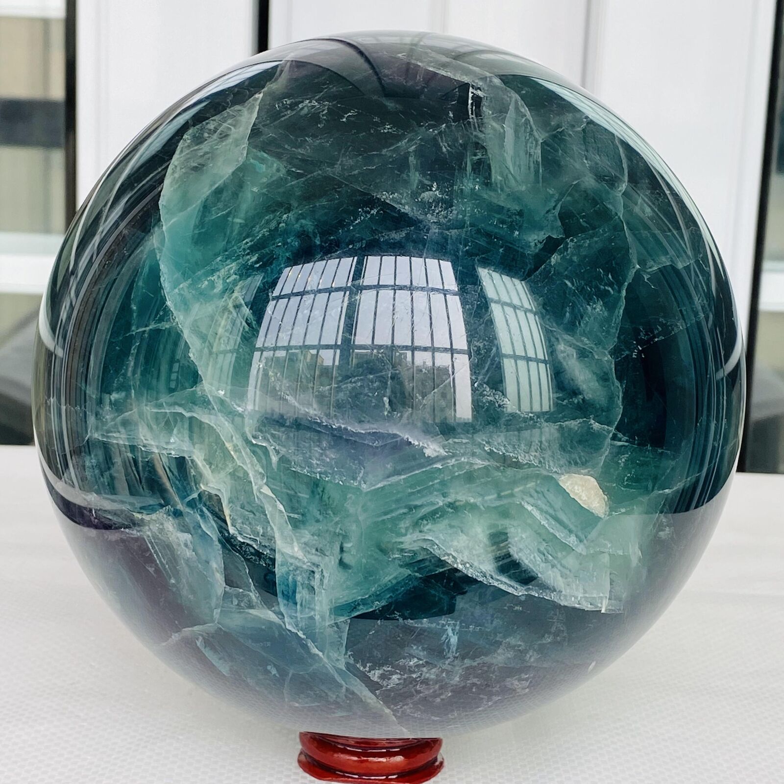 Natural Fluorite ball Colorful Quartz Crystal Gemstone Healing 6860G