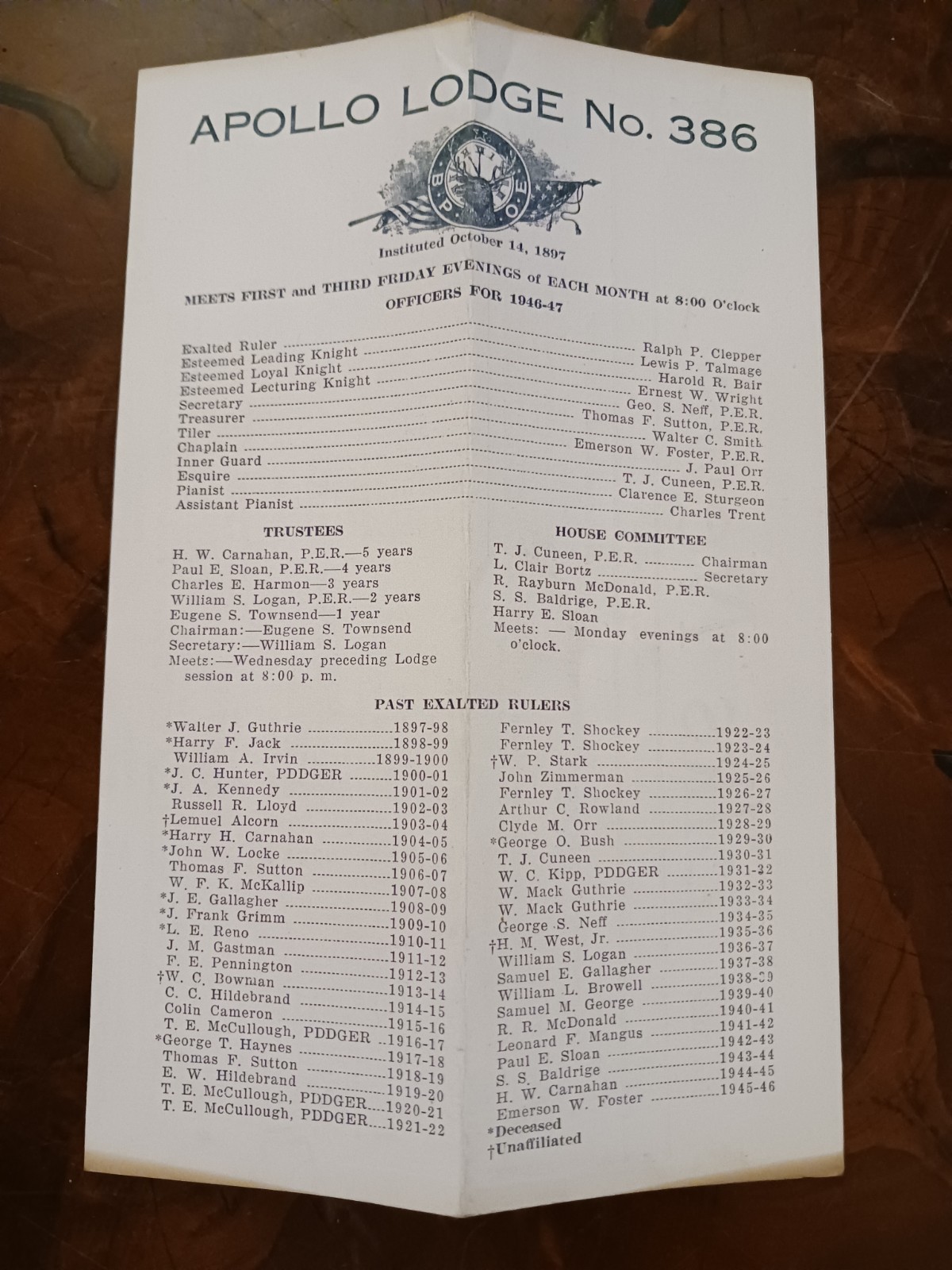 B.P.O.E. Apollo Lodge 386 Elk\'s News December 3, 1946 Apollo, PA Newsletter