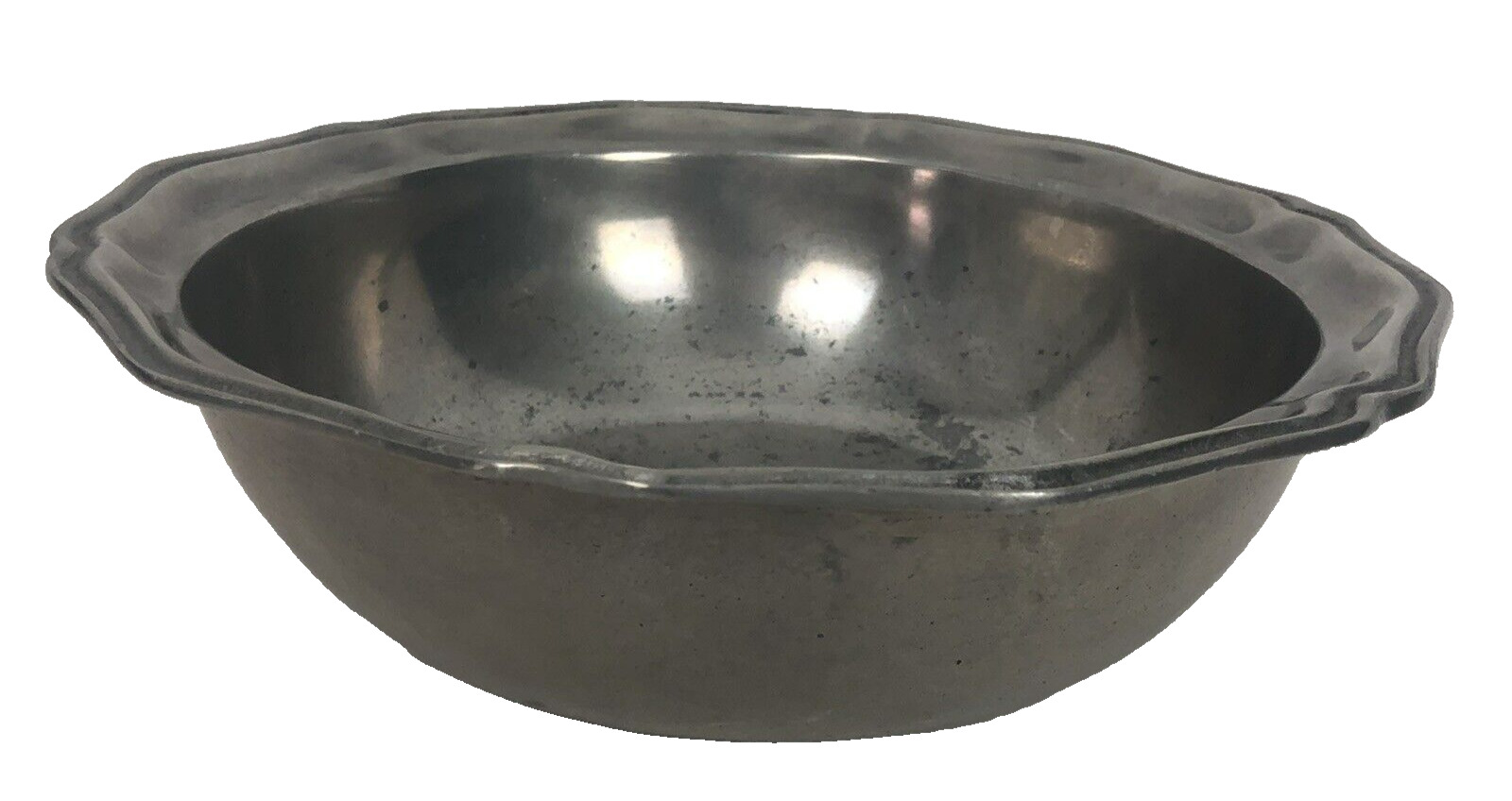 Vintage CC Cantrell Pewter Serving Bowl Dinnerware Scalloped Edges 10