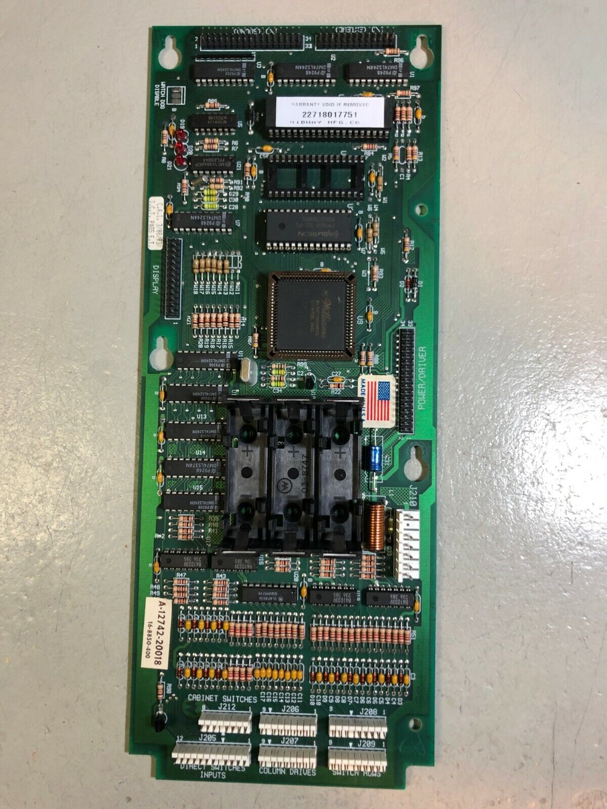  Williams Bally WPC CPU MPU PCB Board with NV-RAM A-12742 NO ACID DAMAGE Tested 