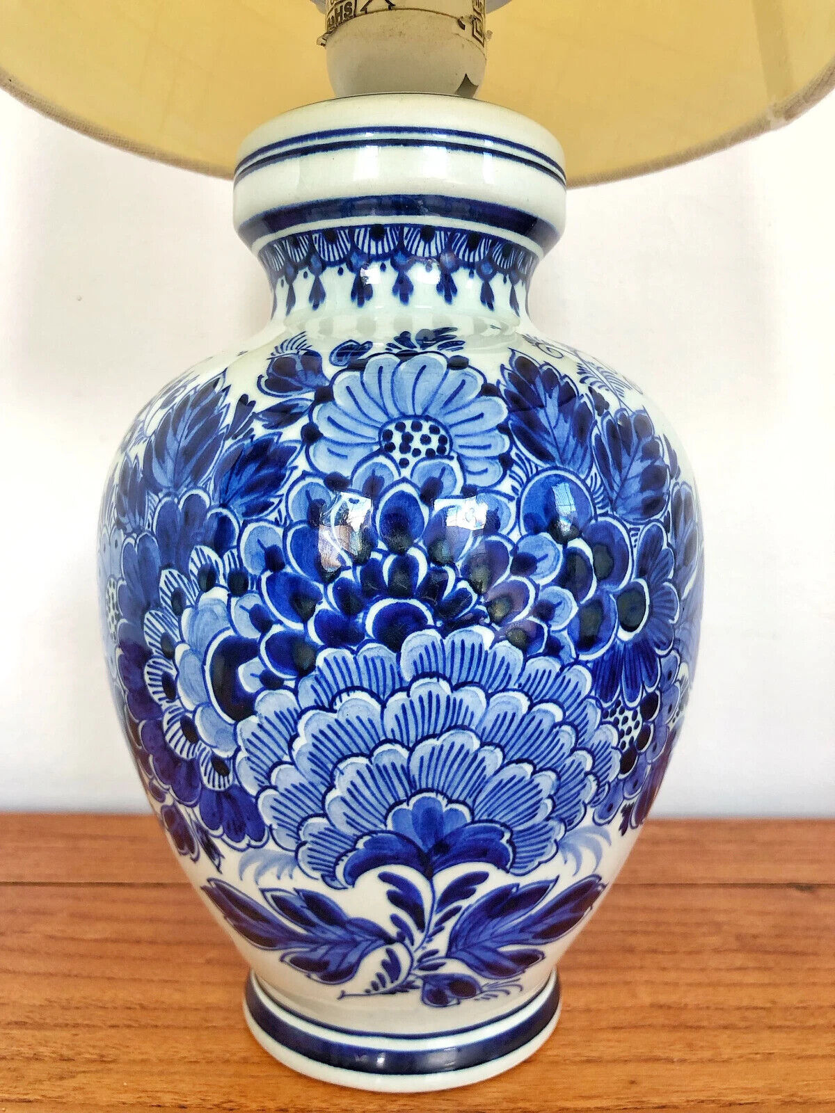 Mother's Day, Delft Blue (Dutch) antique/vintage hand made/painted lamp, 1800s