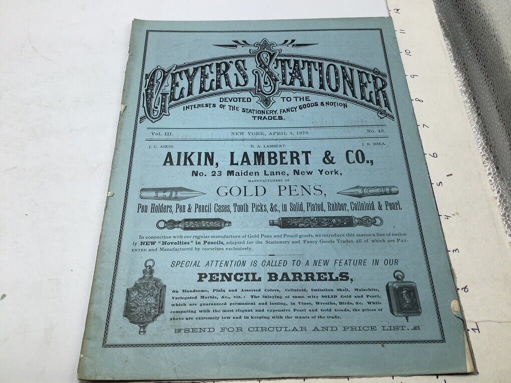 orig GEYER'S STATIONER april 3, 1879 #48; 20pgs+covers- MacVicar Tellurian Globe