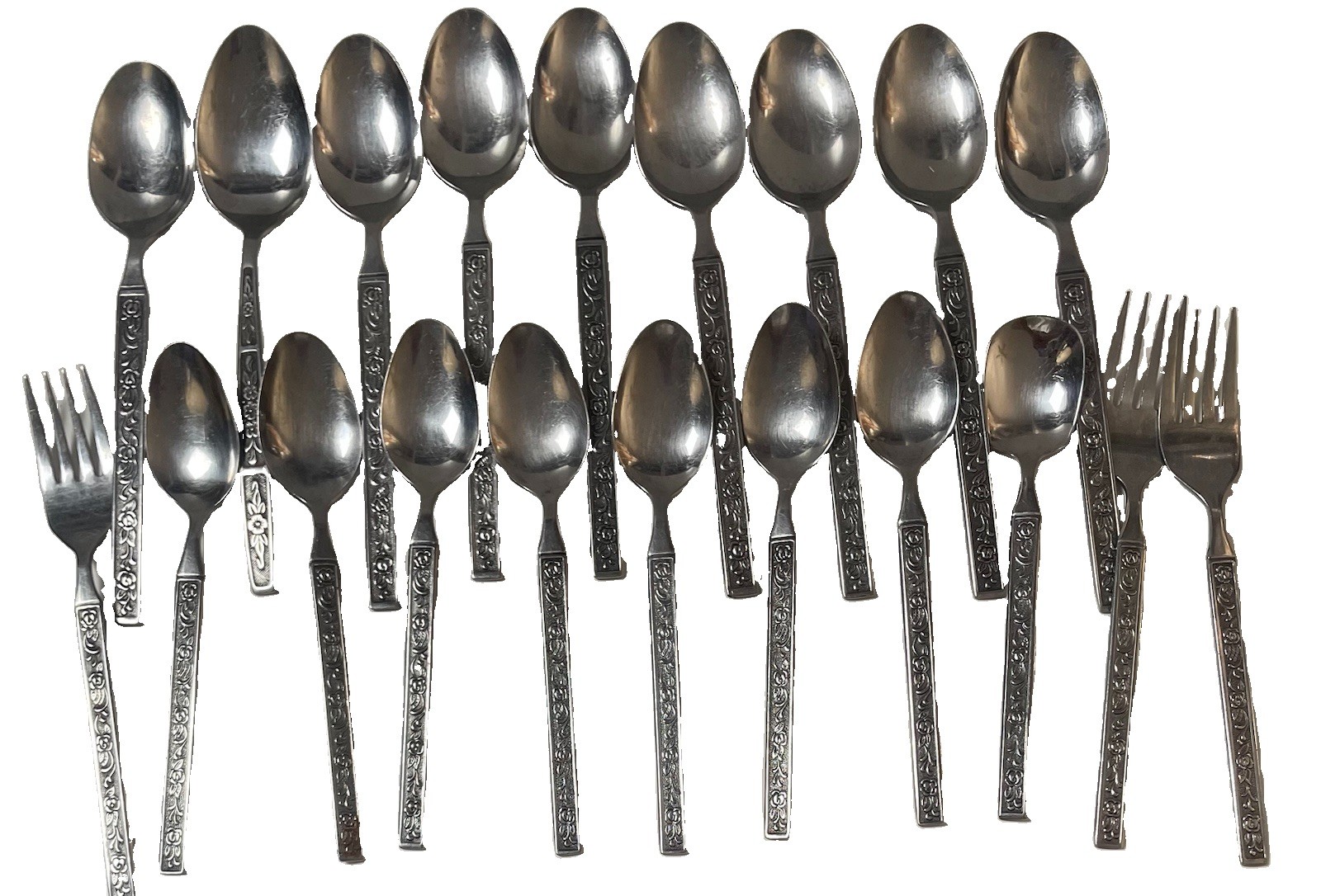 Vtg Nasco Castellano Stainless 19 Piece Silverware Korea Incomplete Set