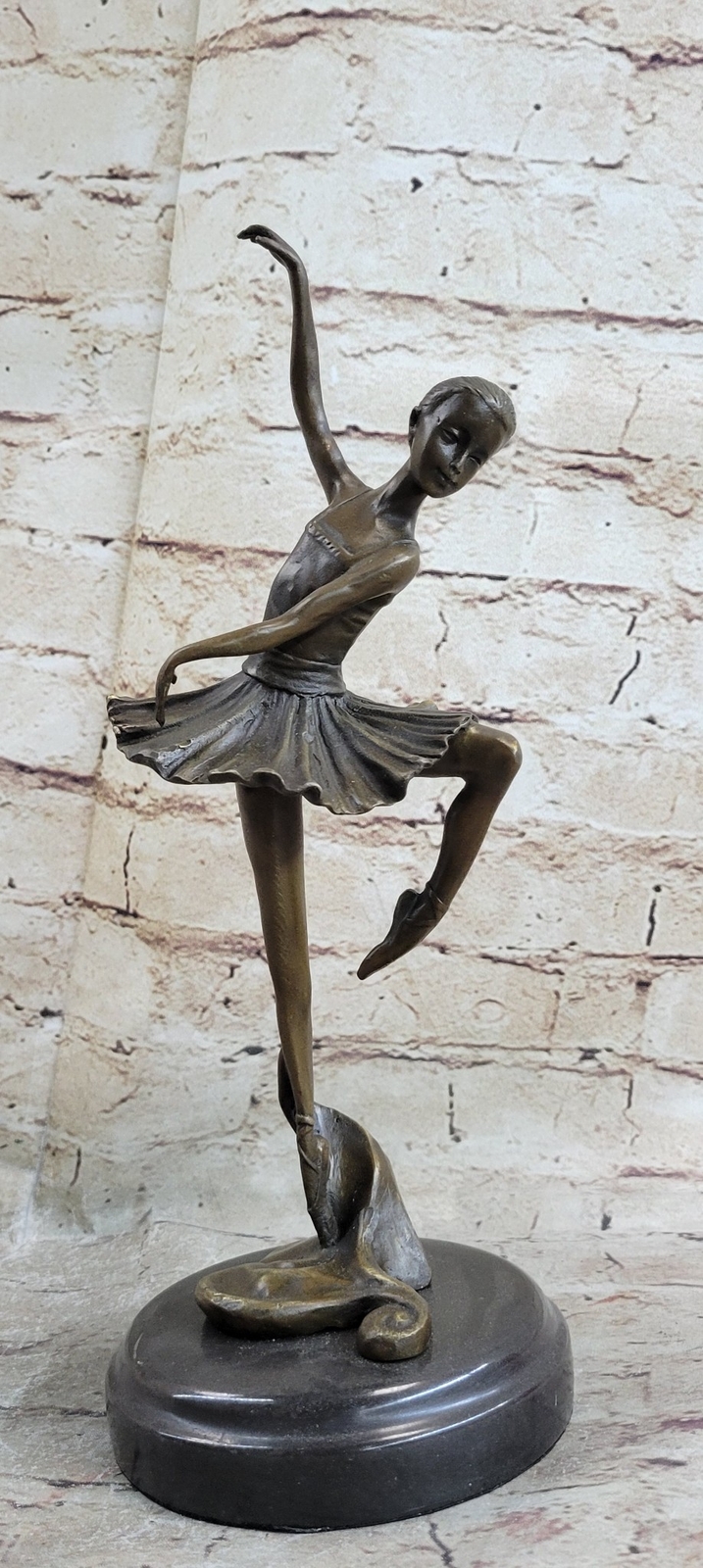 100% Solid Bronze Gorgeous Woman Ballerina Sculpture Marble Base Figurine MILO