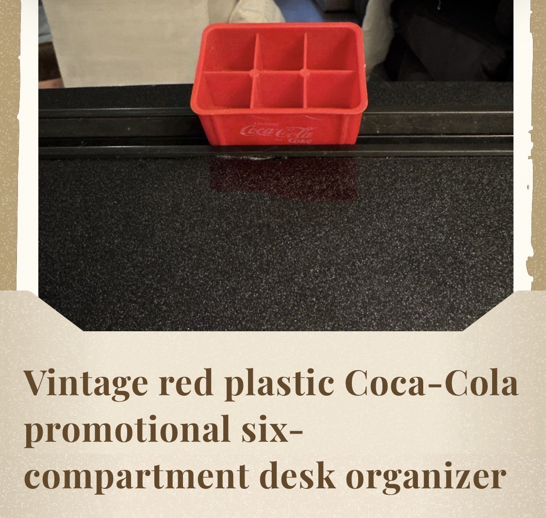Vintage red plastic Coca-Cola promotional six-compartment desk organizer Vintage red plastic Coca-Cola promotional six-compartment desk organizer