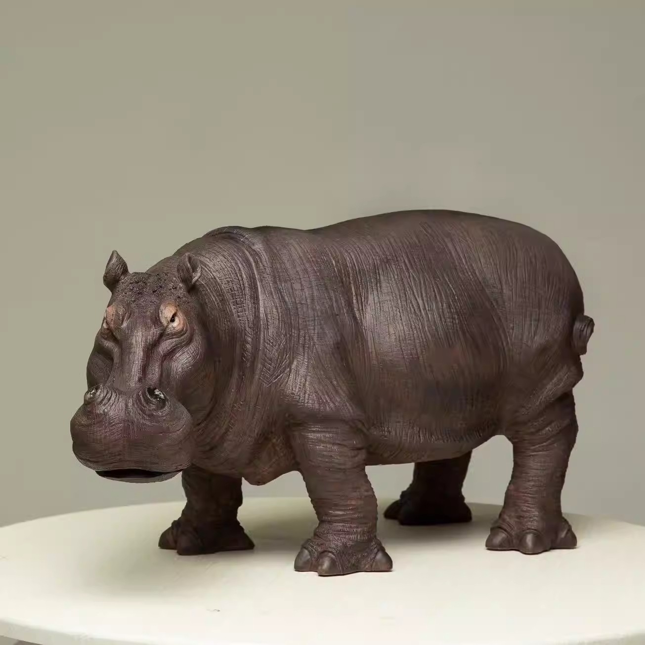 In Stock Emulation Hippopotamus figurine Painted Model Animal Sculpture NEW