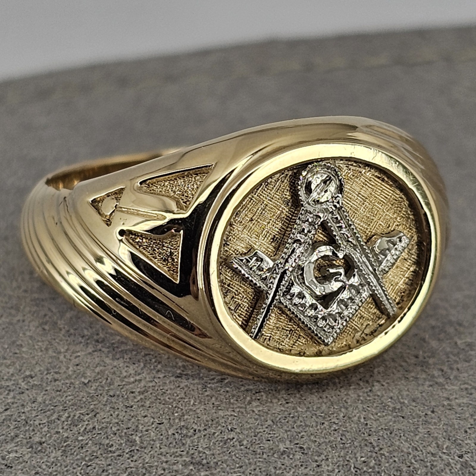 Vintage 10k Masonic Freemasonry YG/WG Men’s Ring 2-Tone Size 10-1/4 W/ Degrees