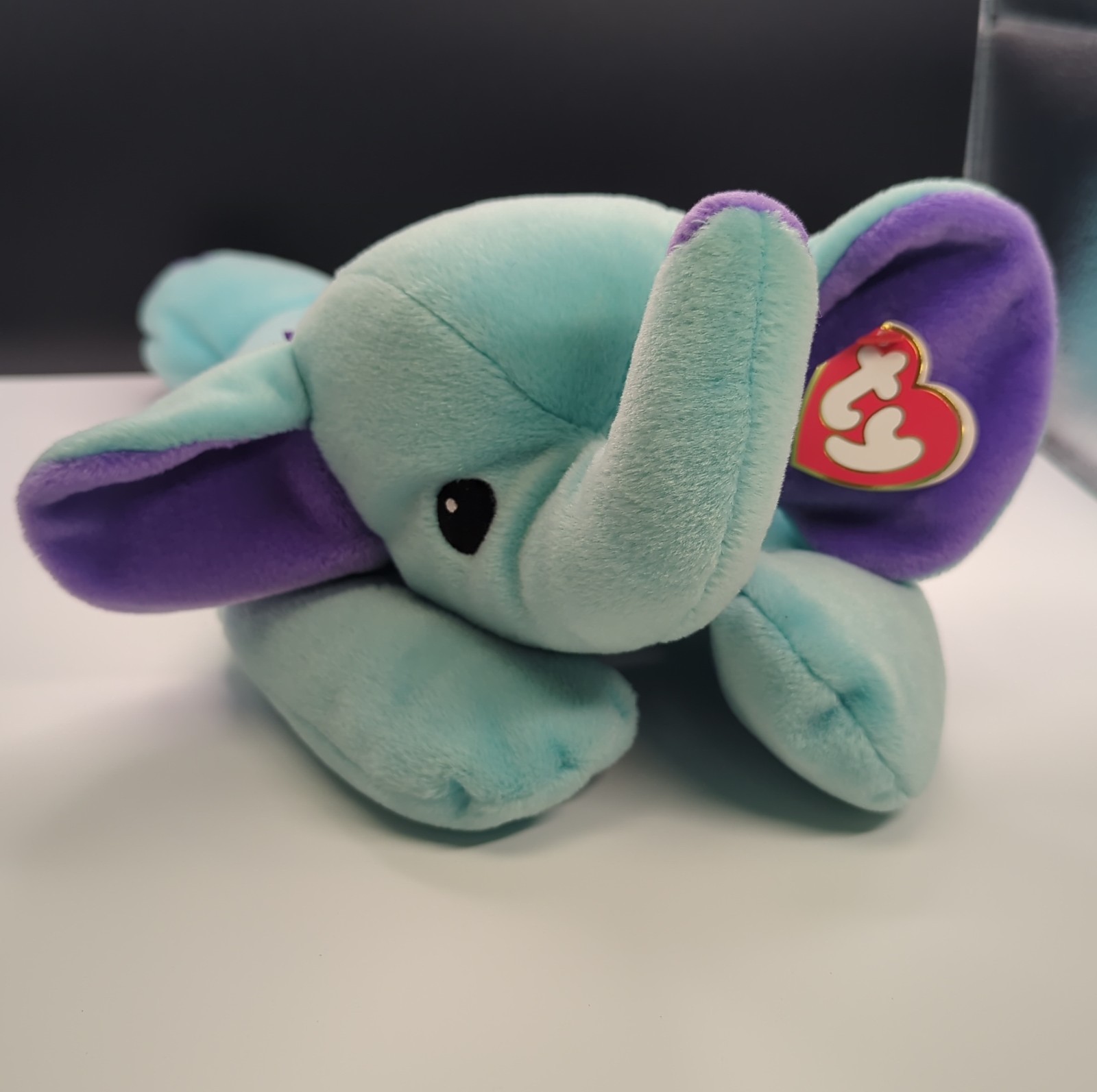 1998 Ty Beanie Baby Pillow Pal Squirt The Elephant Teal And Purple MWMT