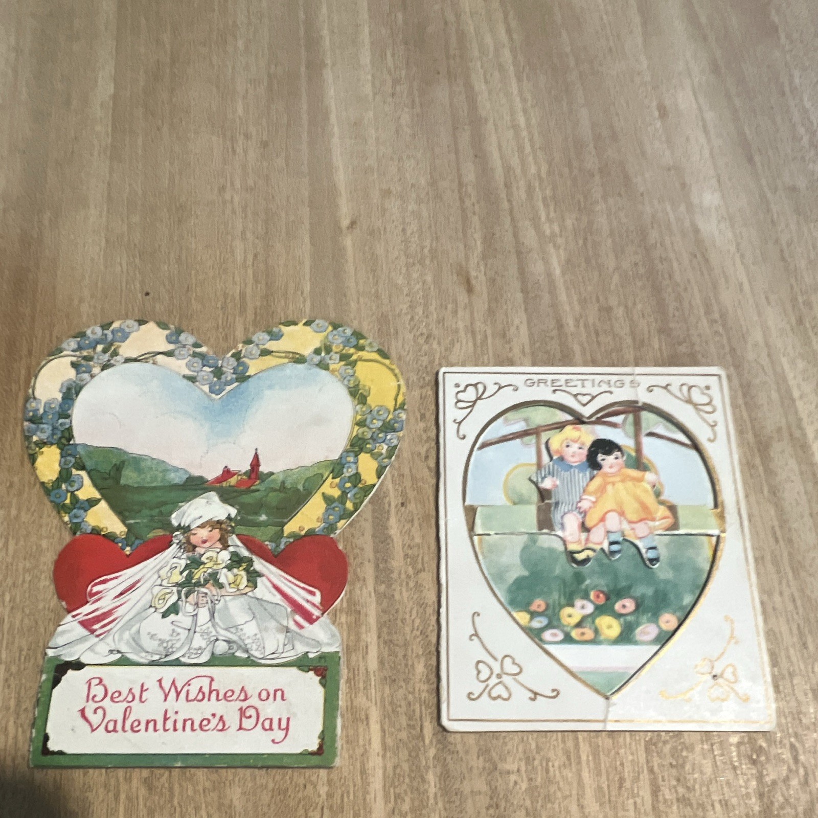 Vintage Valentine’s Day Cards Lot of 2 Cutout 1920’s one for a Valentine wedding