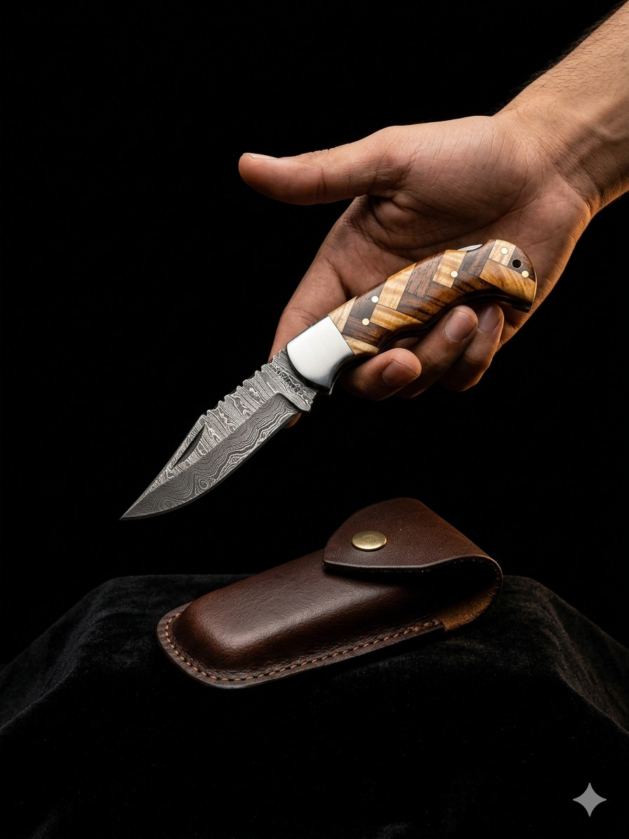 Damascus Folding Knife Handmade Pocket Knife 6.5\ Damascus Folding Knife Handmade Pocket Knife 6.5\