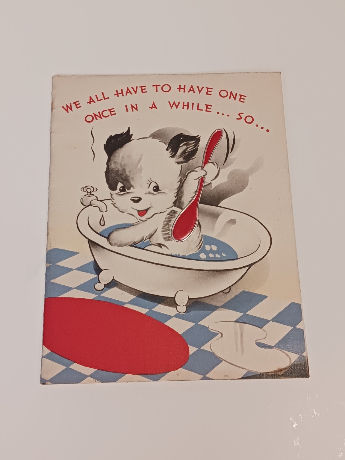 VTG 1940s 50s Puppy Bath Birthday Greeting Card Stanley Anthropomorphic Ephemera VTG 1940s 50s Puppy Bath Birthday Greeting Card Stanley Anthropomorphic Ephemera