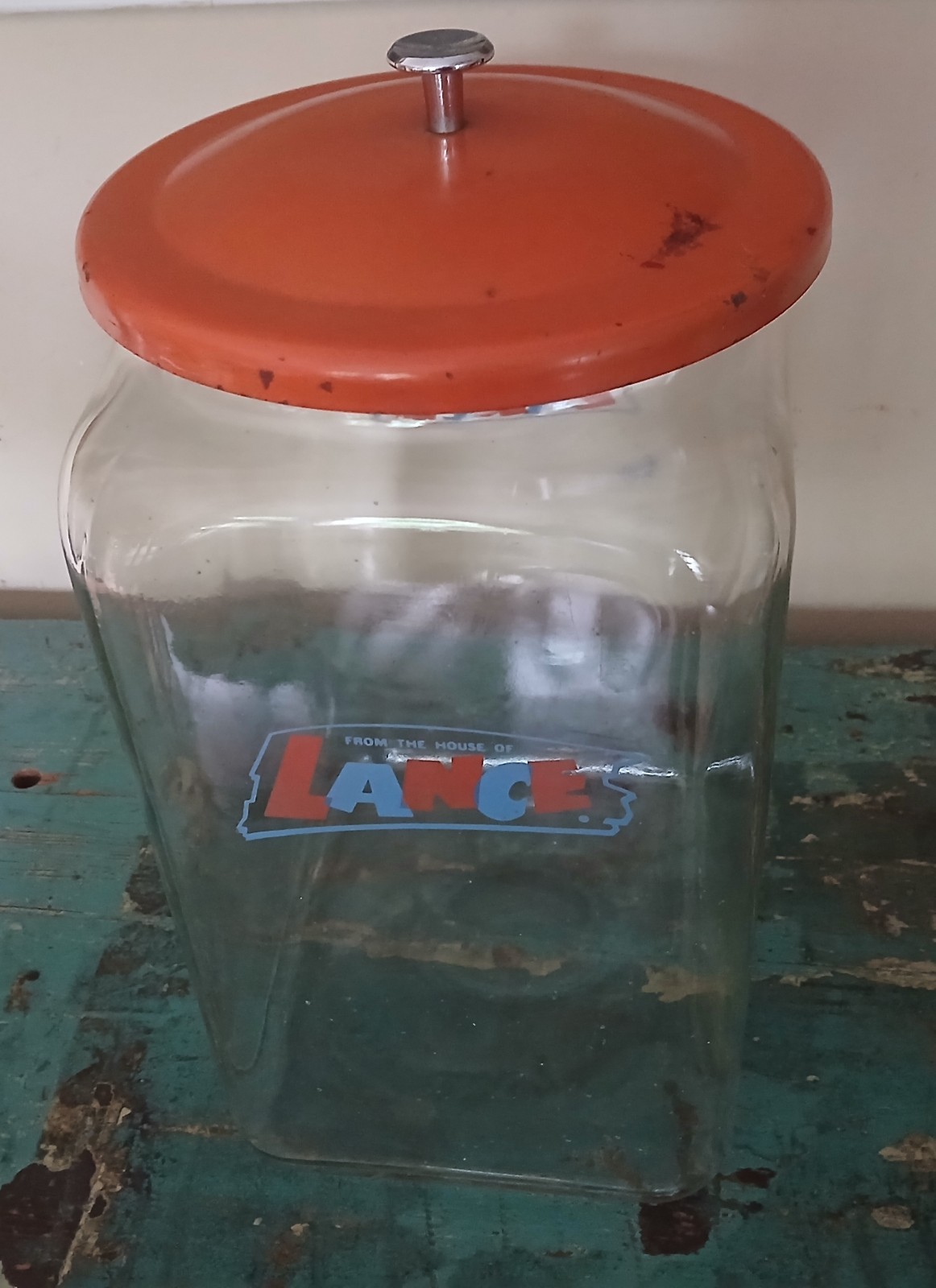 VINTAGE Advertising LANCE JAR With Lid CRACKERS Collectible 