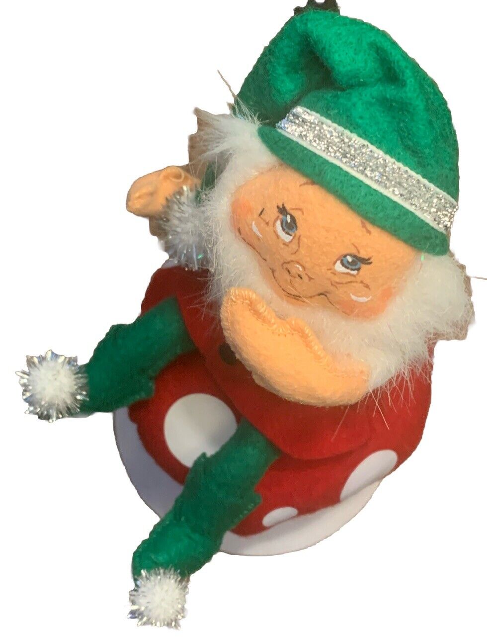 Annalee Mushroom Elf Toadstool 2013 Posable Doll, 2013 10” Pixie Gnome Christmas