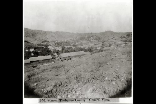 Photo:Sonora California 1866 General View Placer Mining Stereograph