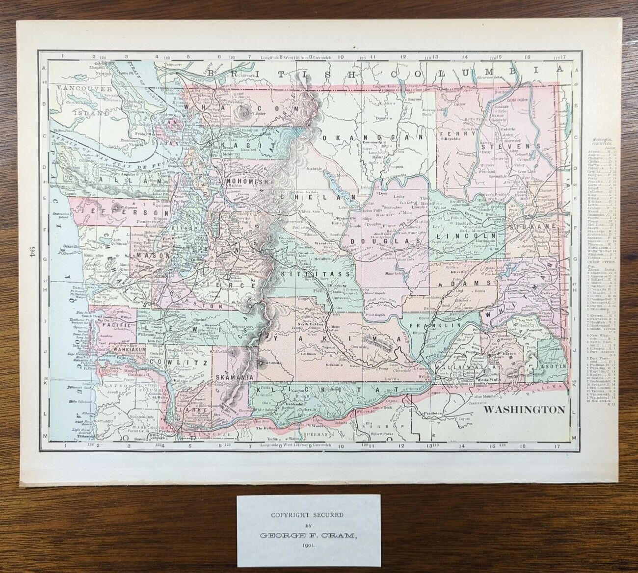 Vintage 1901 WASHINGTON Map 14\