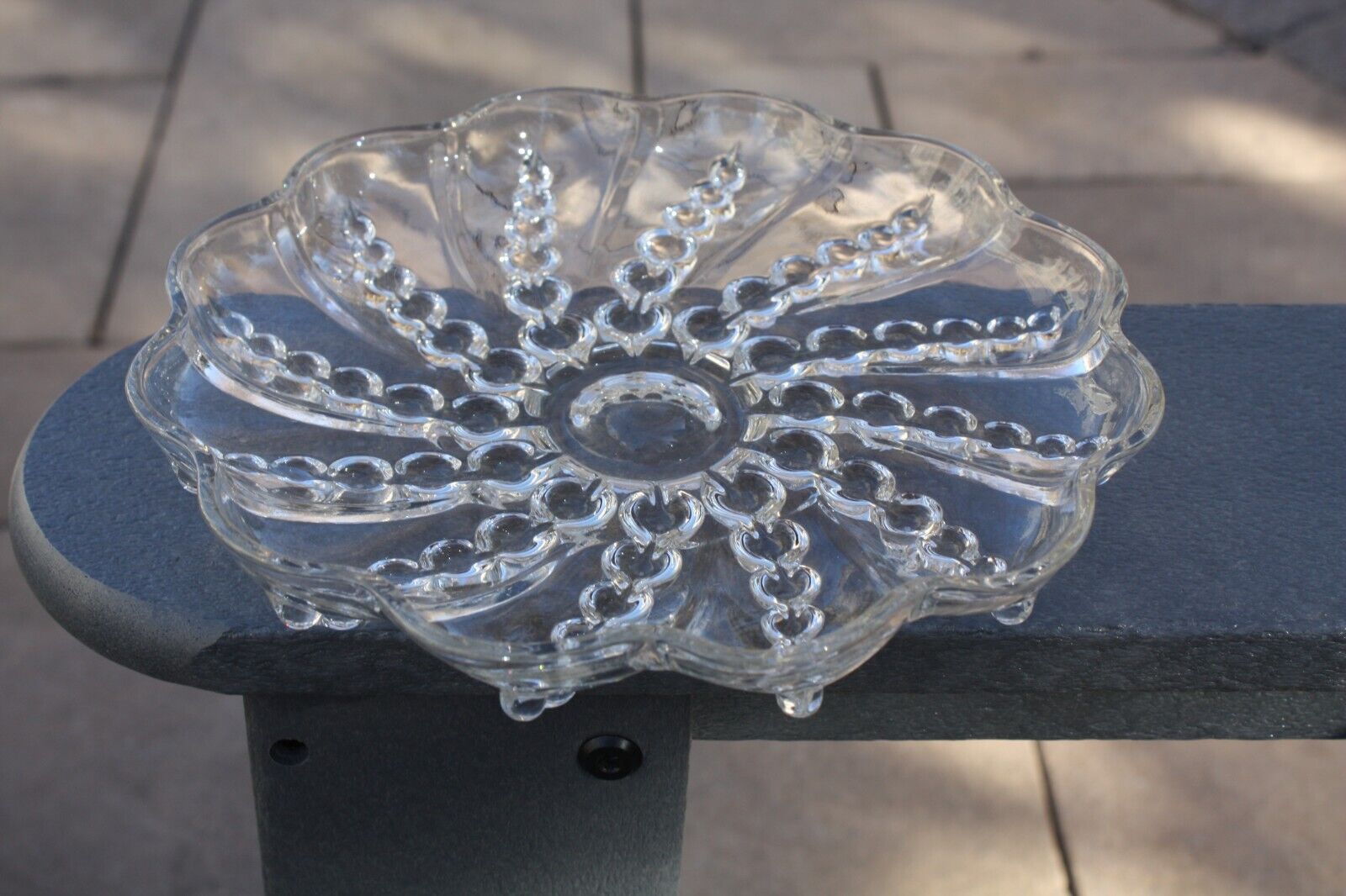 Federal Glass Columbia Clear Depression Glass Vintage 8” Diameter Dish / Tray