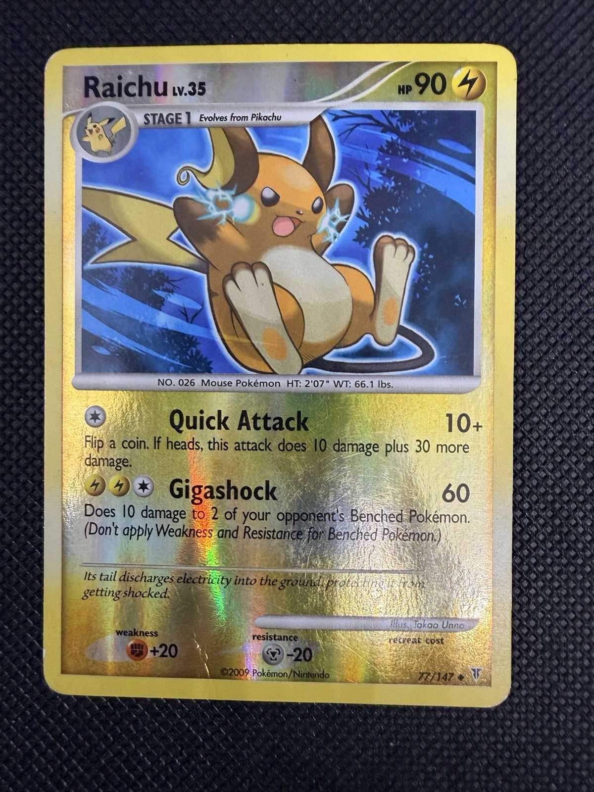 2009 Pokemon Platinum Supreme Victors Raichu Reverse Holo #77/147