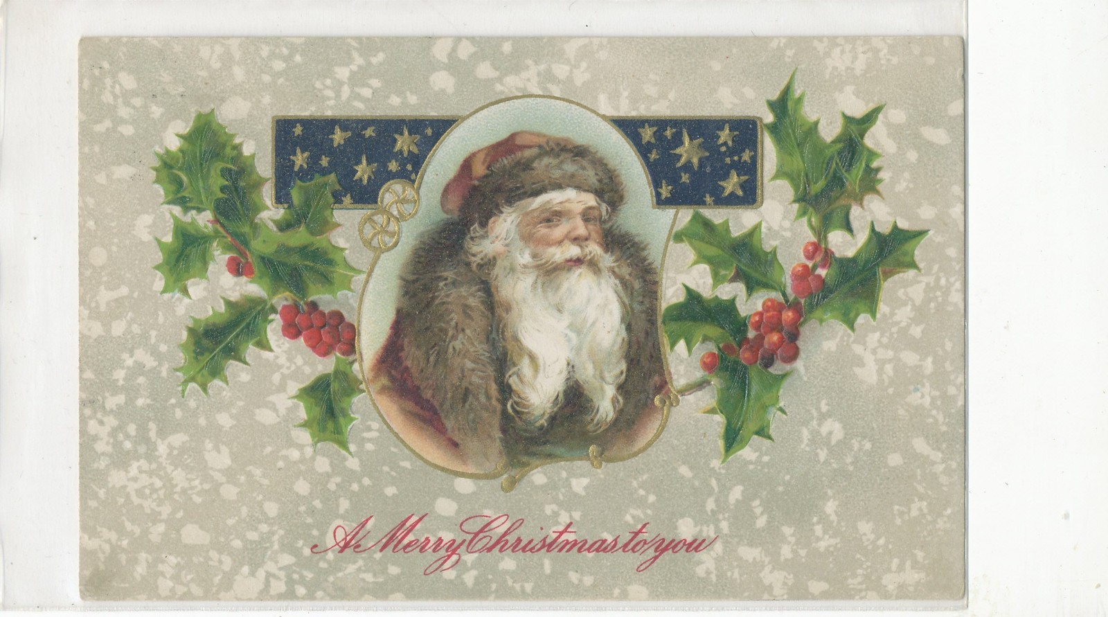 Merry Christmas to You - Santa Claus w/ Brownish coat and Fur - 1908 Postcard