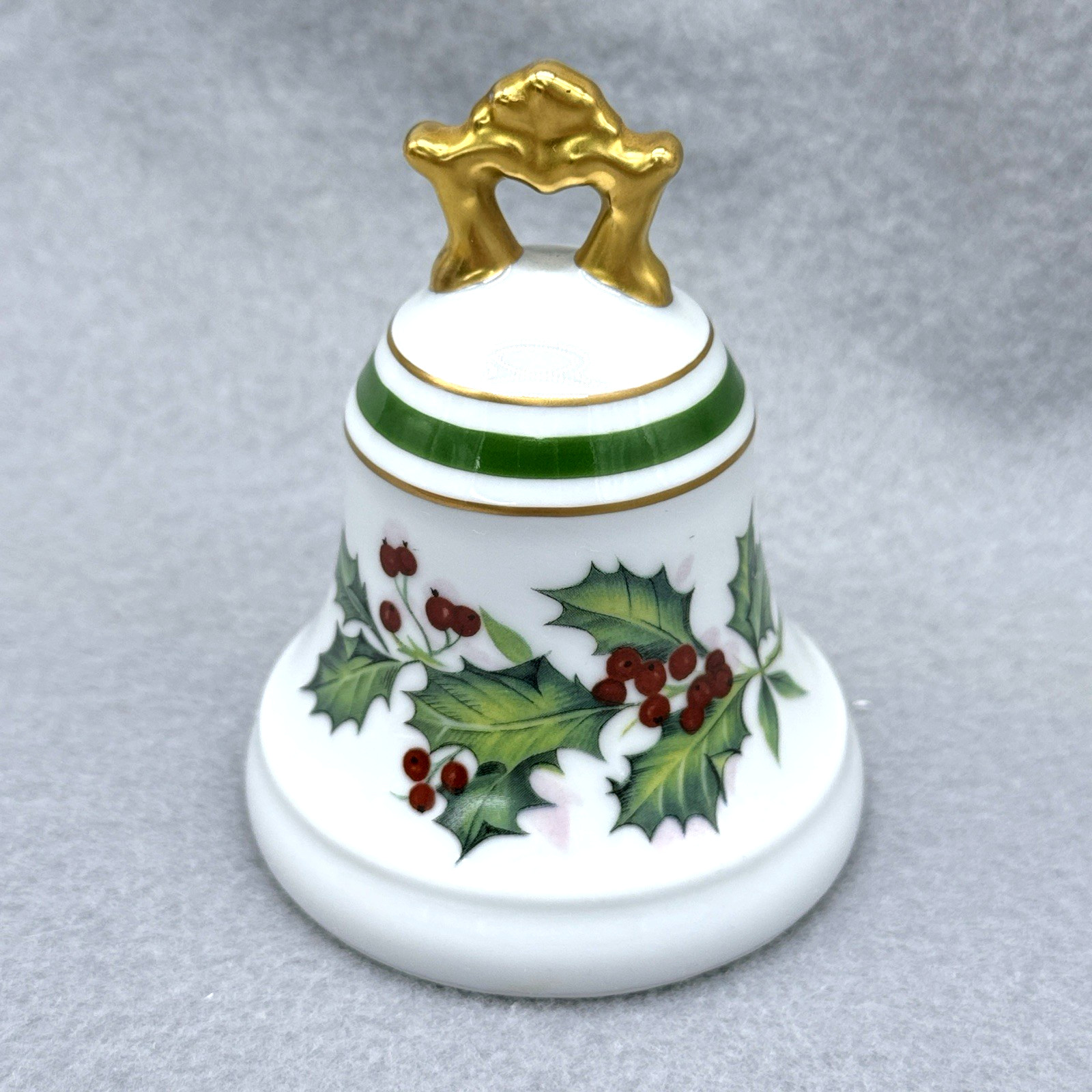Vintage L Bernardaud Limoges Christmas Ceramic Bell Holly Berries Holiday France