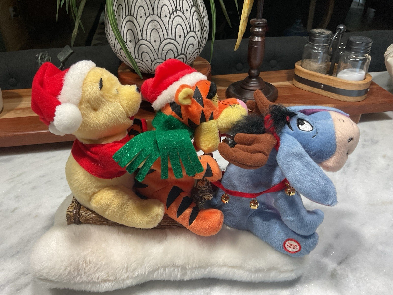 Gemmy Disney Winnie the Pooh Tigger Eeyore Christmas Sleigh Music/Motion Tested
