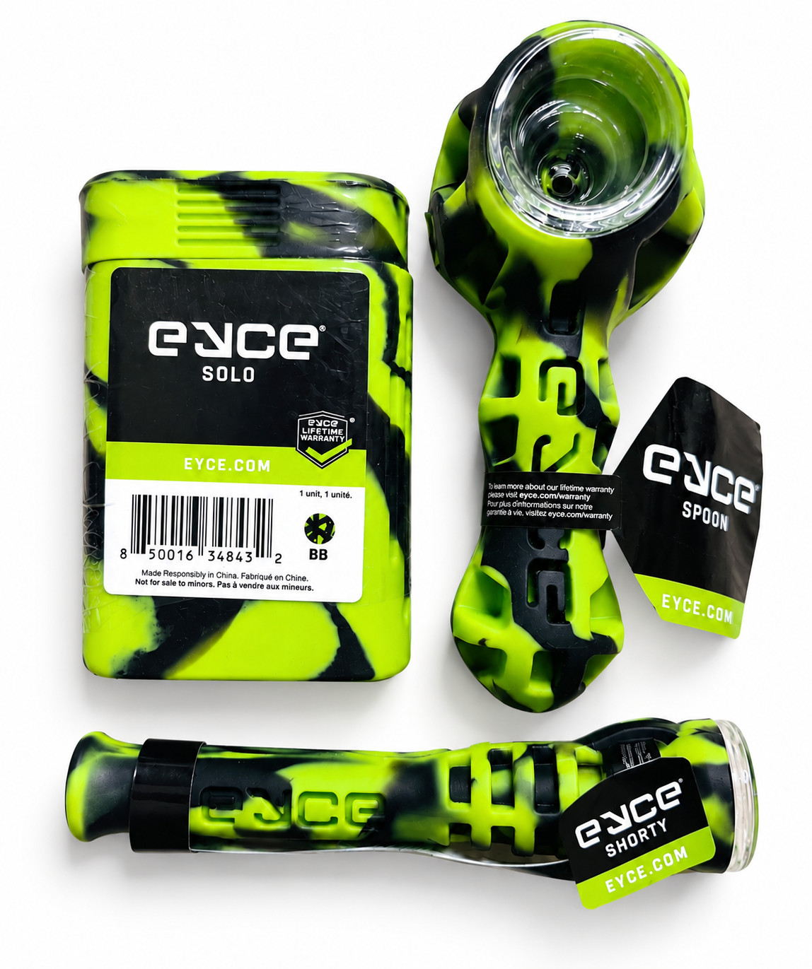 GREEN EYCE Travel Kit – Spoon, Solo & Shorty Silicone Pipes – Durable, Compact