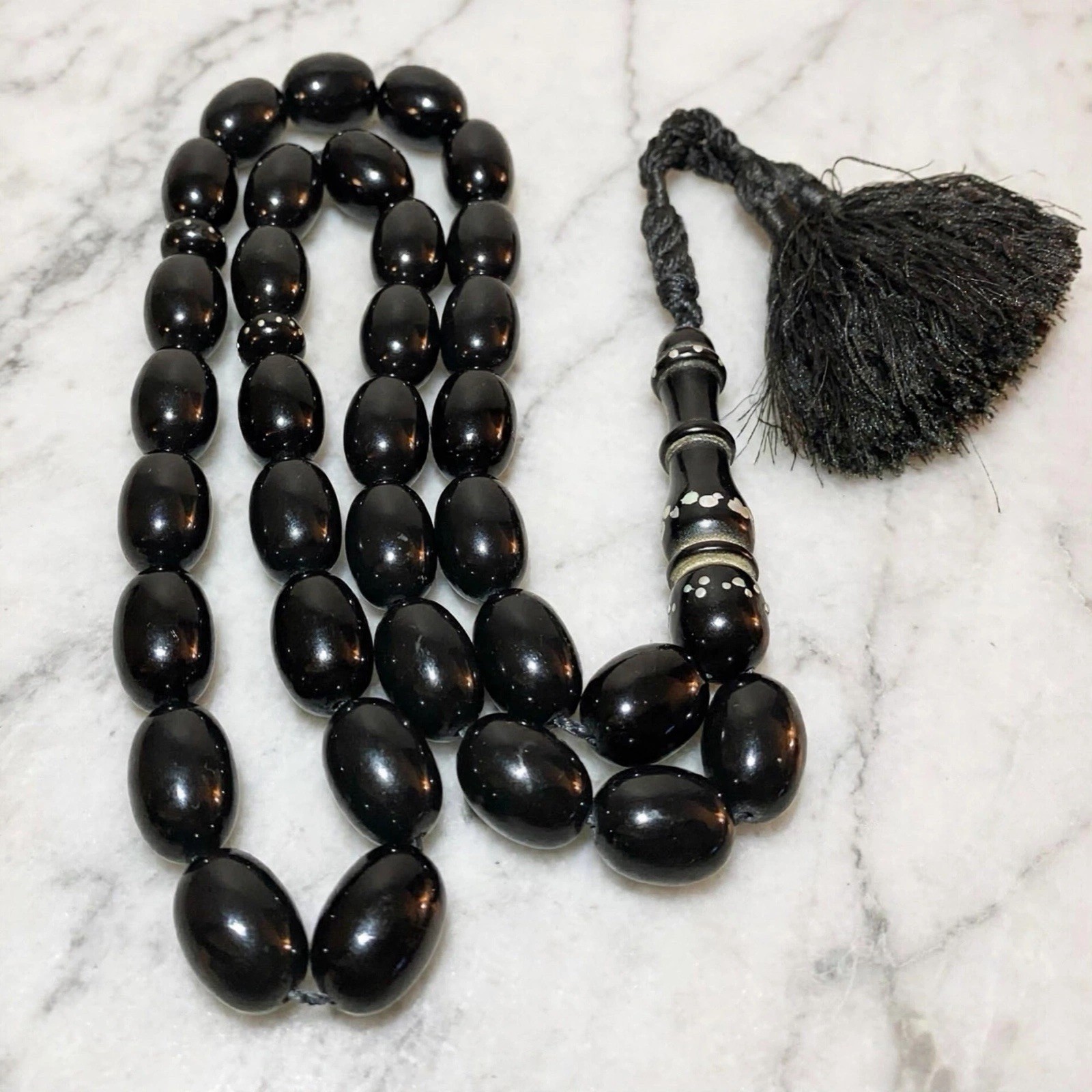 Ultra Rare German Black Sandalos Bakelite Misbaha Tasbih 104.8g Beit Anouz Najaf