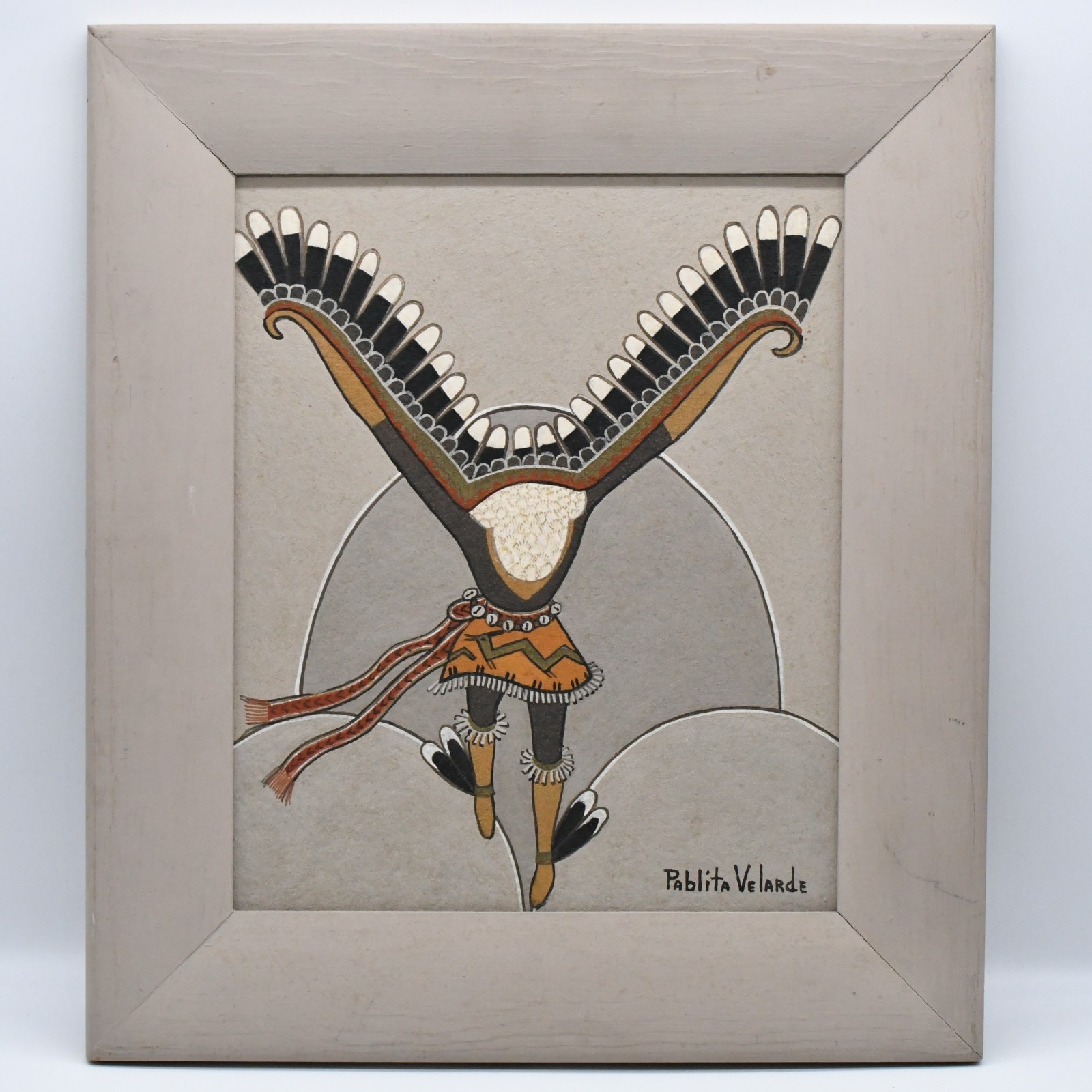 Pablita Velarde Original Earth Pigment Painting Eagle Dancer Santa Clara Pueblo