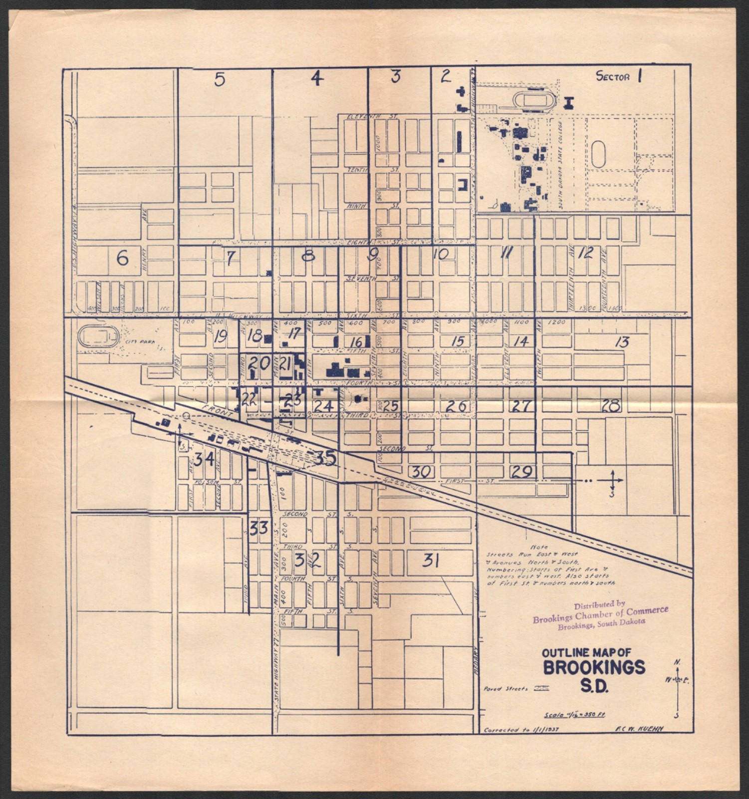 1937 BROOKINGS, SOUTH DAKOTA vintage 13.5
