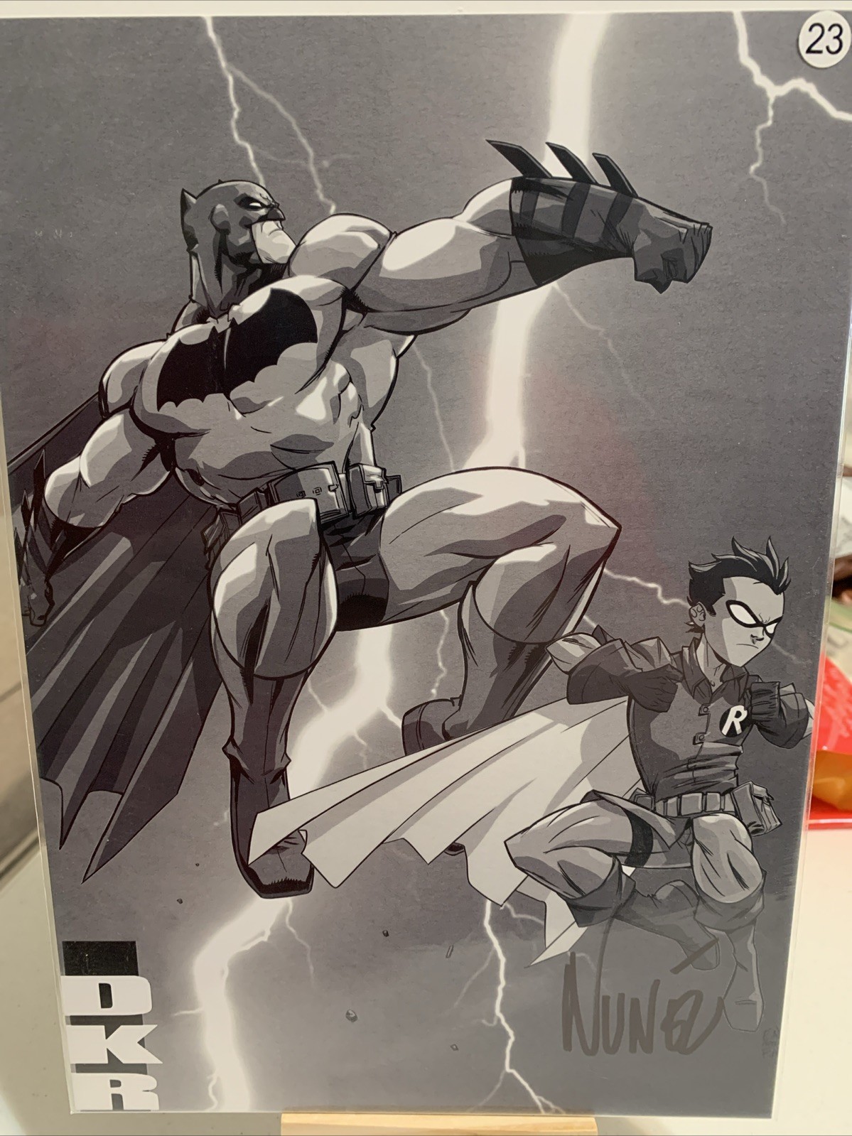 Batman And Robin Signed Print Comic Book Size By Eddie Nunez W/COA