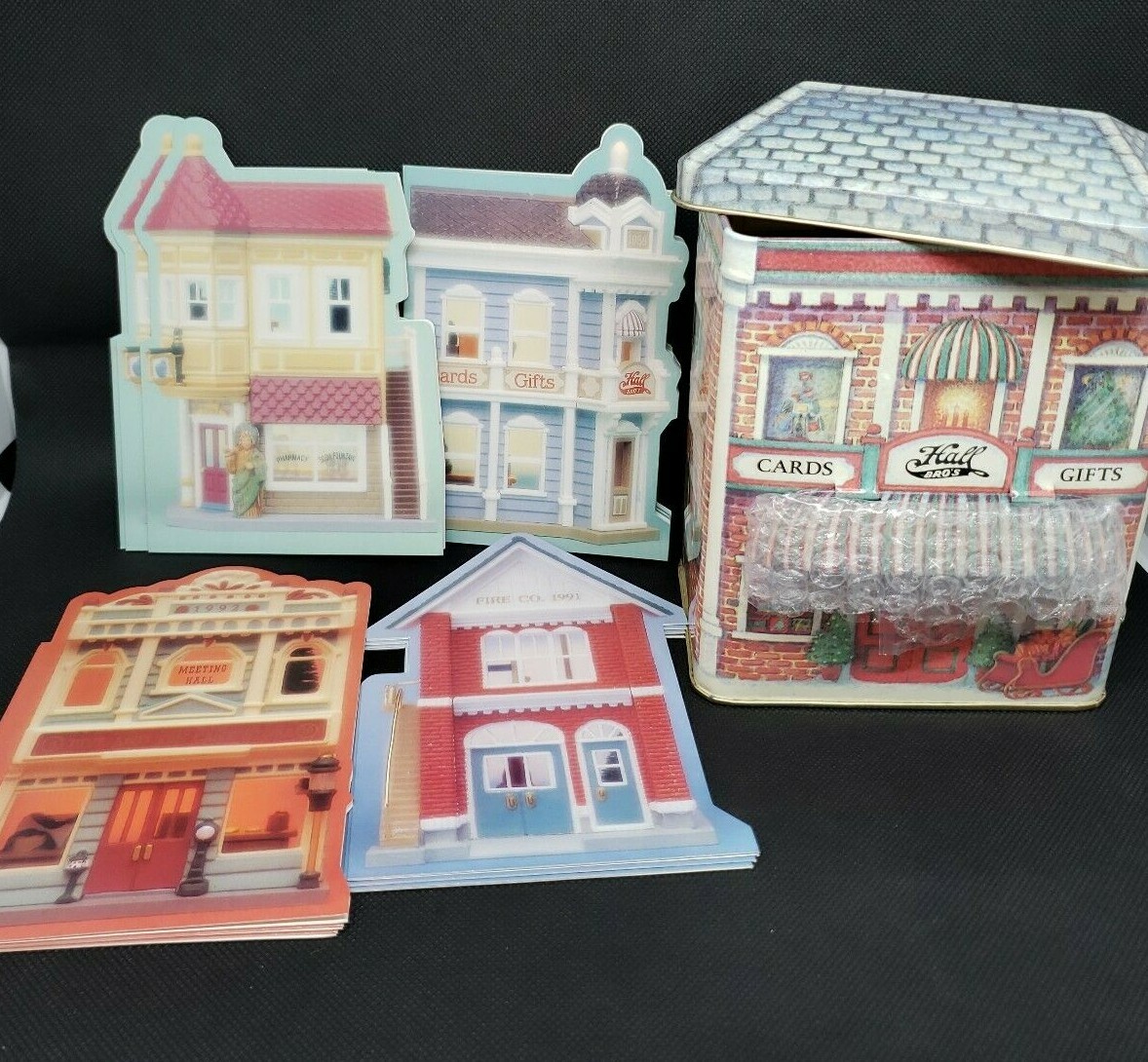 1995 Vintage Hallmark 85th Anniversary Gift Tin and House Shaped Notes
