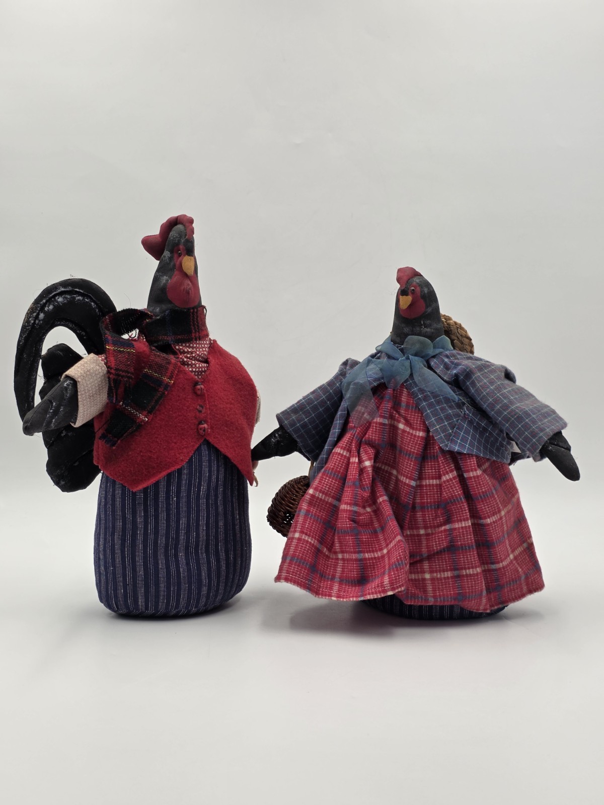 Rare Vintage Plush Rooster Hen Pair My Backporch Friends Farmhouse Decor