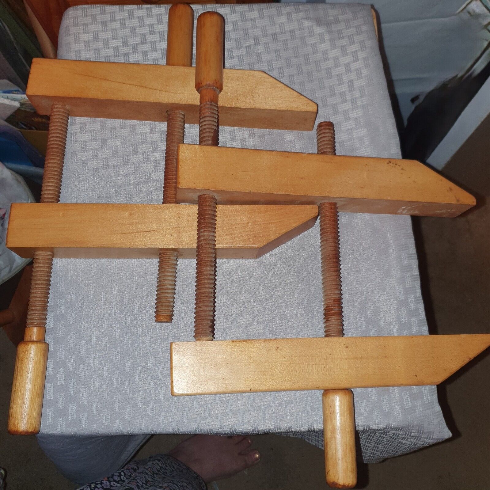 PAIR OF  LARGE WOOD HANDSCREW CLAMPS
