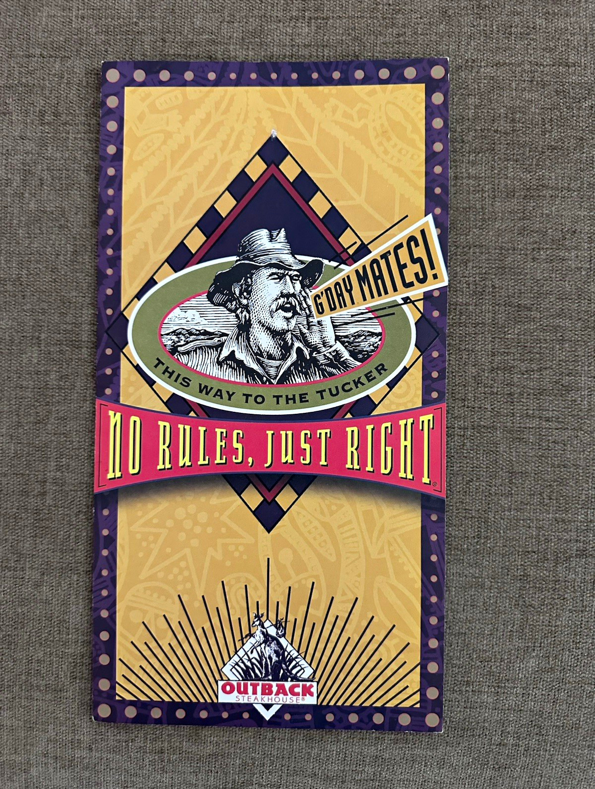 Vintage 1999 Outback Steakhouse Menu Laminated Foldout Bloomin Onion Retro 90s