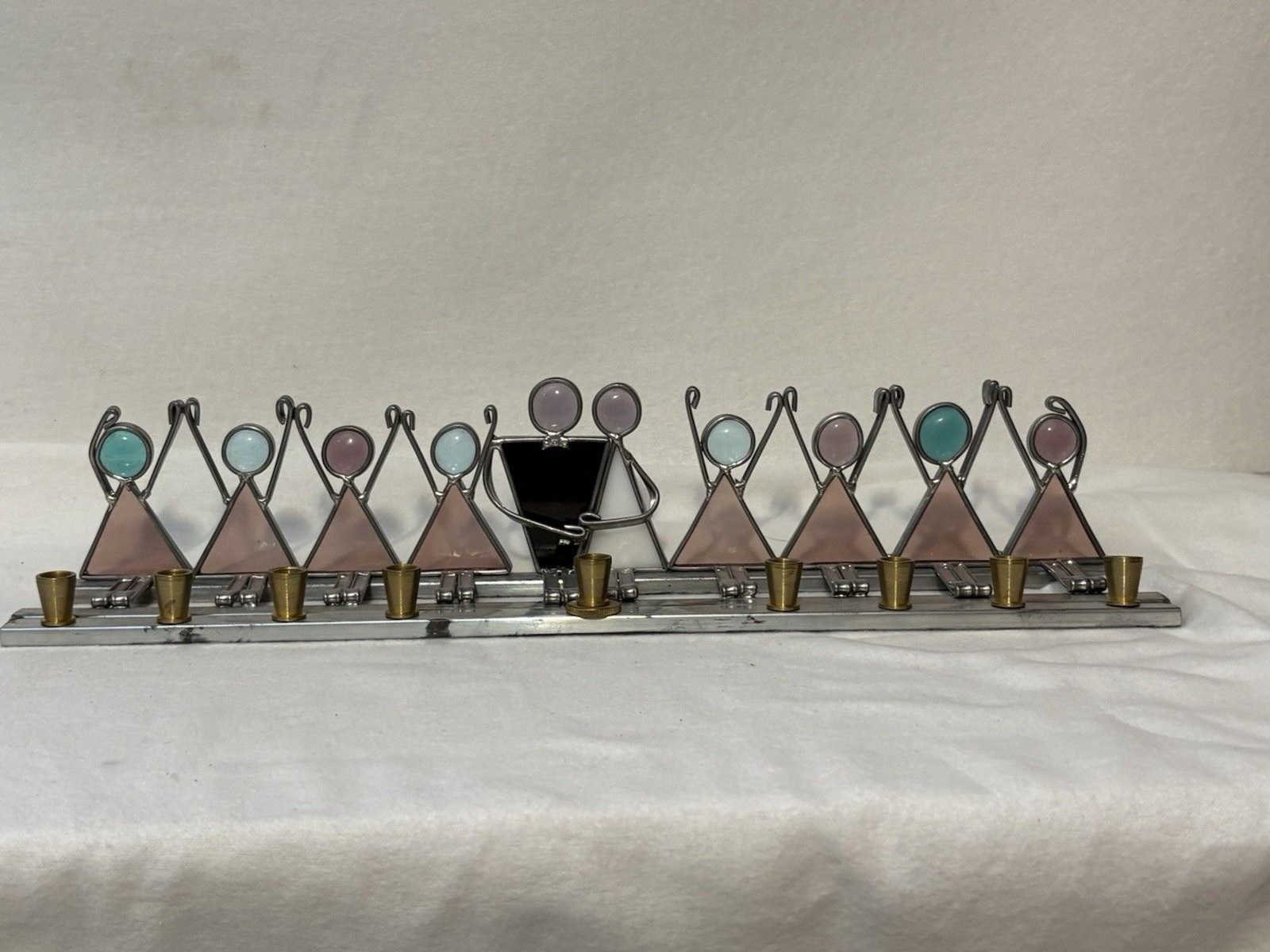 Susan Fullenbaum Stained Glass Menorah Children Family Hanukkah Art NEW Susan Fullenbaum Stained Glass Menorah Children Family Hanukkah Art NEW