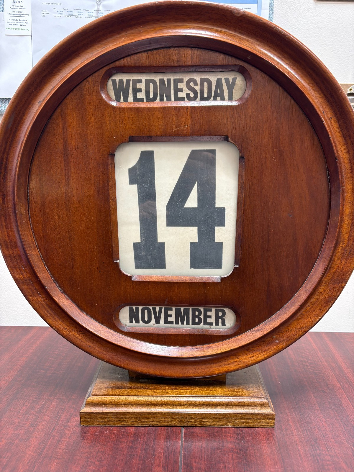 Antique Oak Round Perpetual Desk Calendar c1900 UK Import Provenance Antique Oak Round Perpetual Desk Calendar c1900 UK Import Provenance