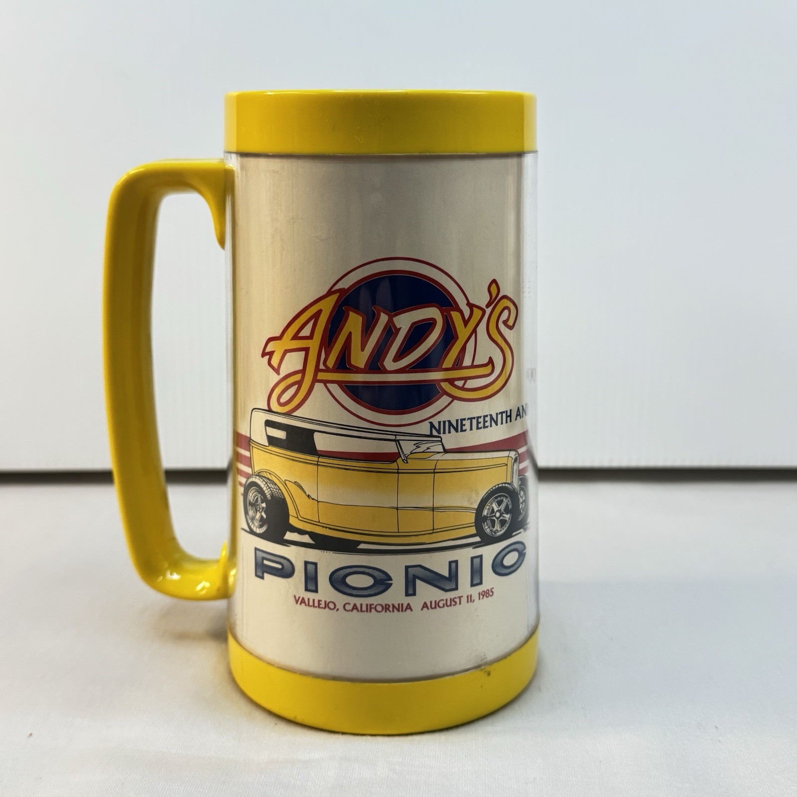 Vintage 1985 Andy\'s Picnic Jan & Dean Vallejo Hot Rod Thermo-Serv Mug 2664