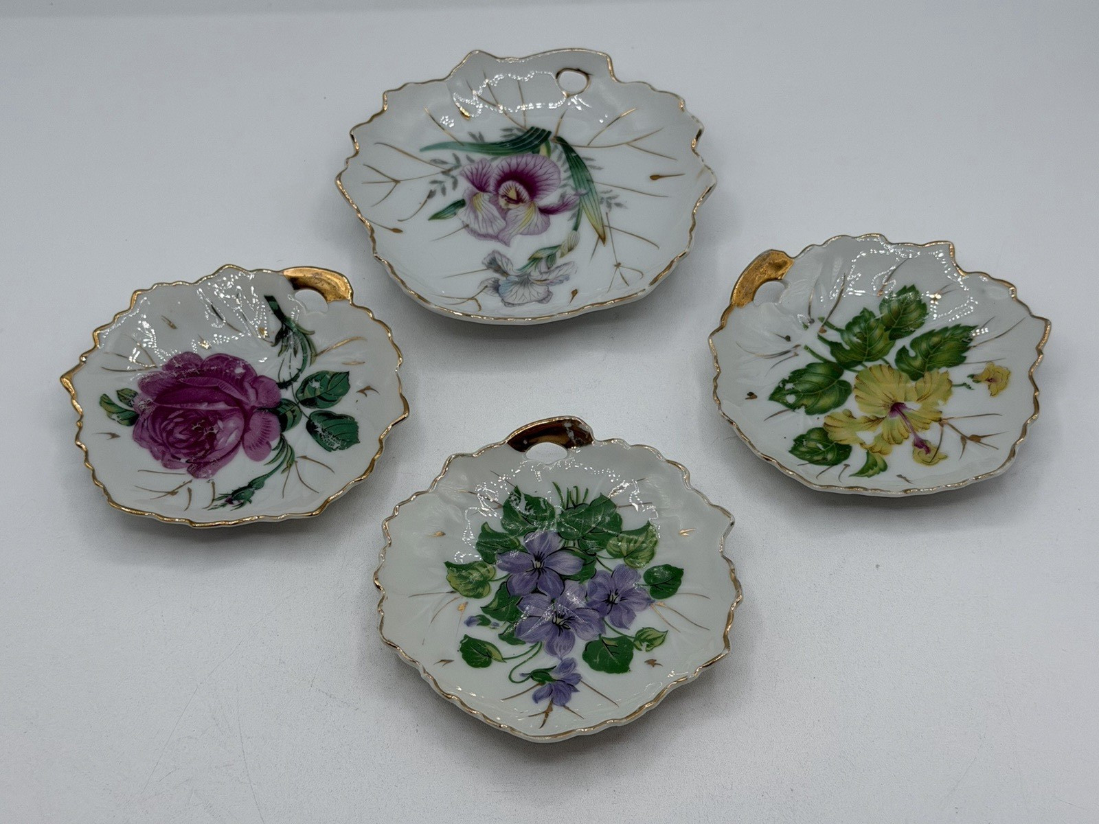 Set of 4 Vintage Berkshire Fine China Japan Floral Motif Trinket Dishes