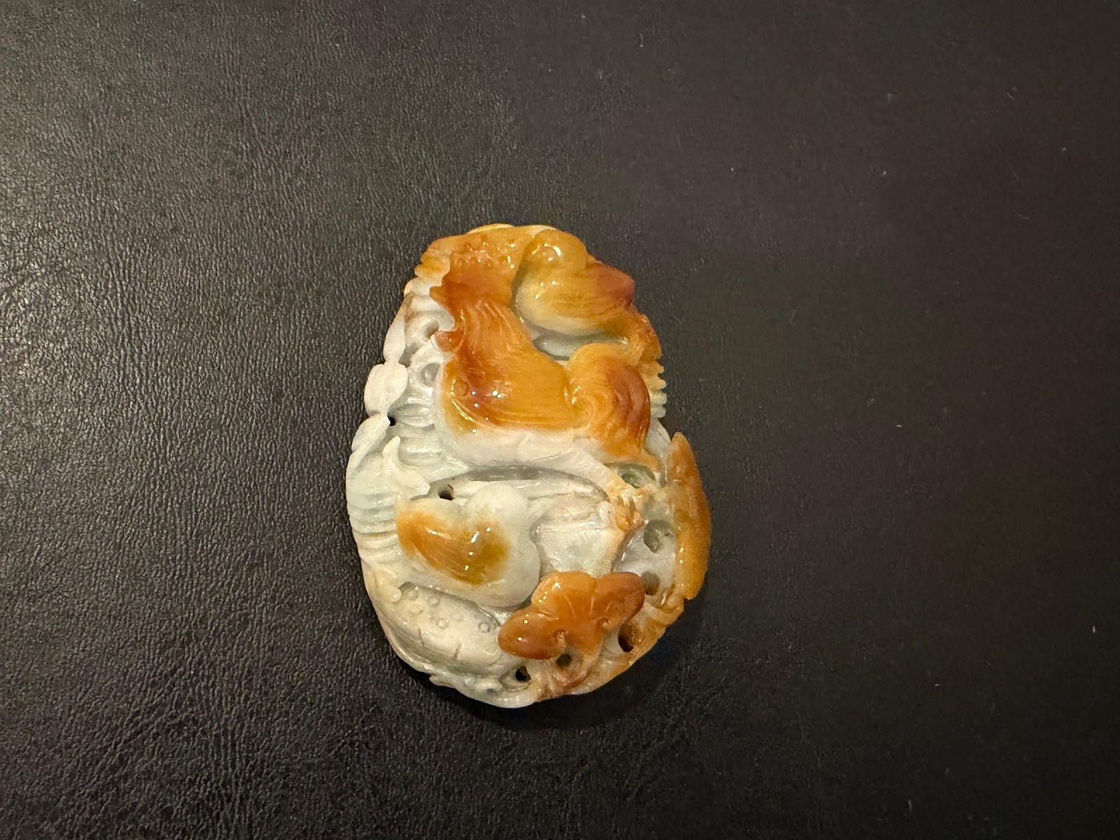 Chinese Unknown Age Hardstone Possibly Jade Carved Pendant Rooster Chicken Chick