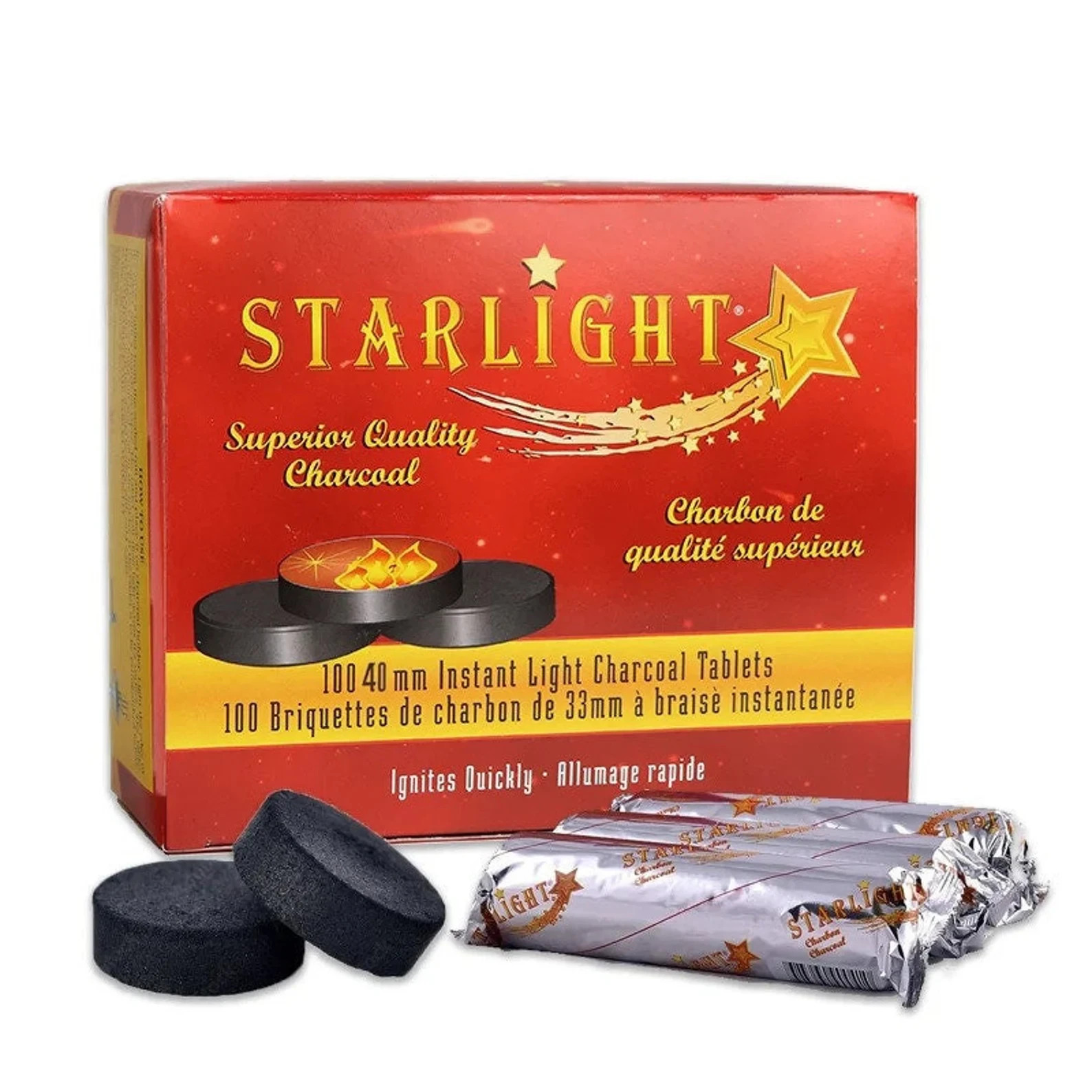 Official Starlight Instant Light Hookah Coals 40mm - 100 piece box