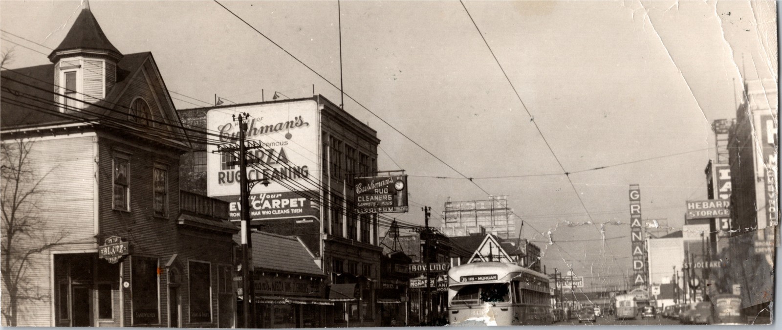 c1940s Chicago Trolley Streetcar Photo Granada Theater Hebard Storage Morgan st