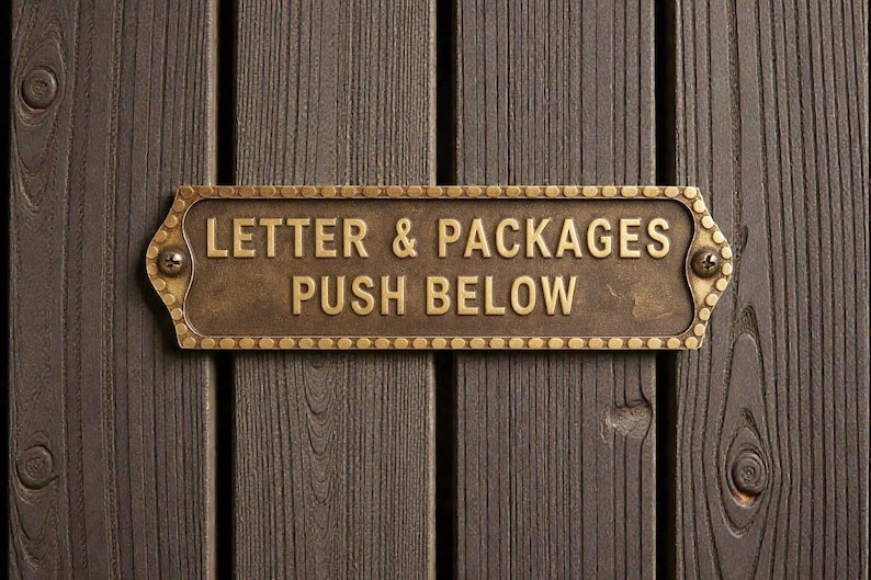 Personalized Vintage Style Brass Letter & Packages Sign - Traditional Brass mail Personalized Vintage Style Brass Letter & Packages Sign - Traditional Brass mail