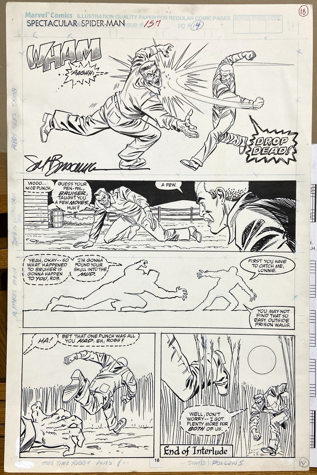 Spectacular Spider-Man #157 pg 18 Interior Page Original Art signed Sal Buscema