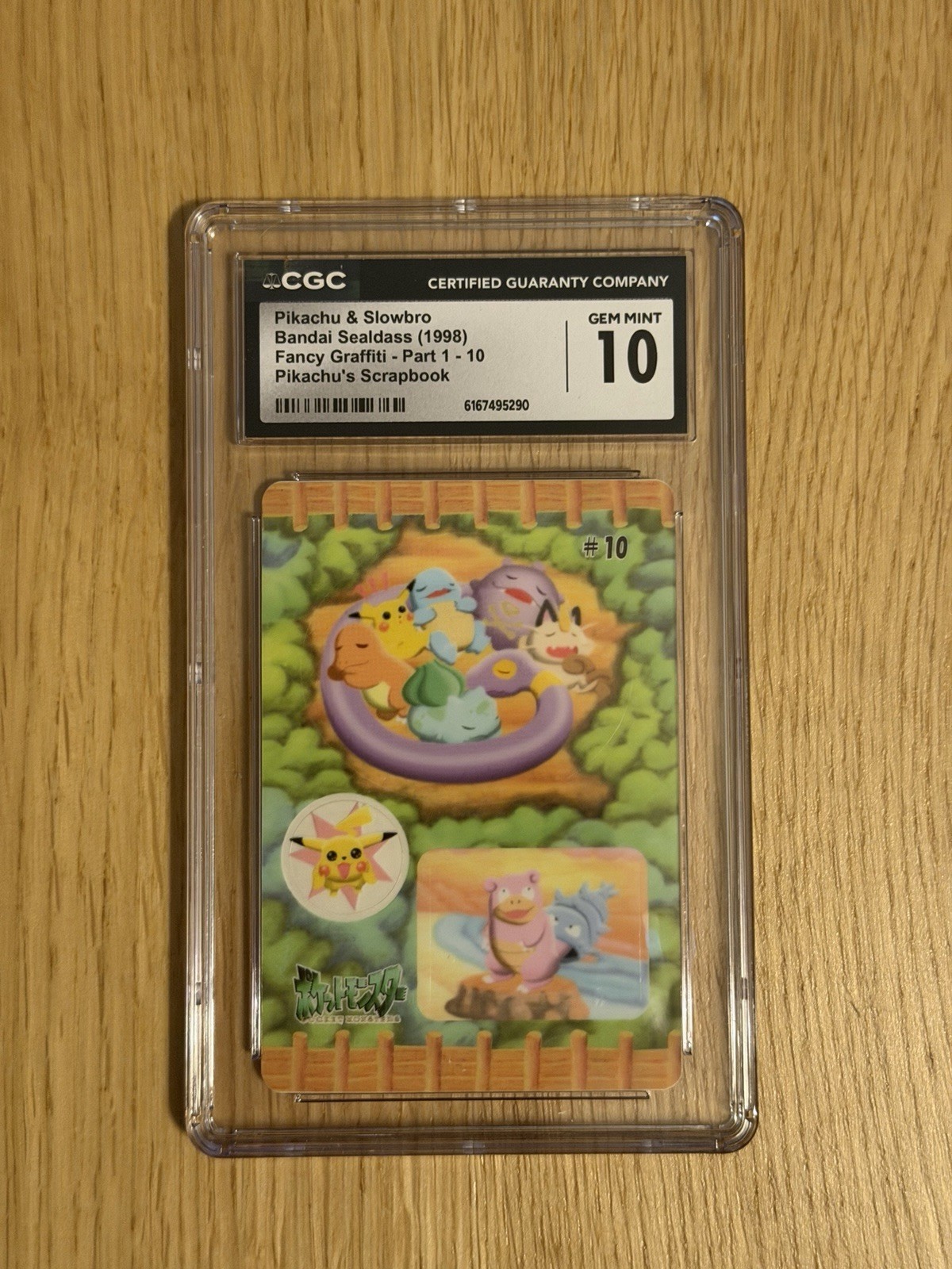 Bandai Sealdass CGC 10 1998 Pikachu\'s Scrapbook Pikachu Slowbro #10 JP