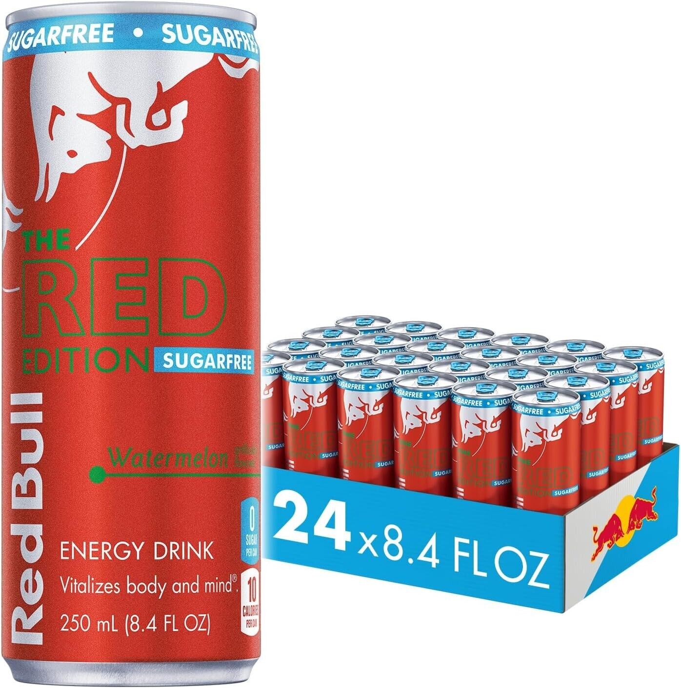 Red Bull Red Edition Sugar Free Energy Drink, Watermelon, 8oz Pack of 24