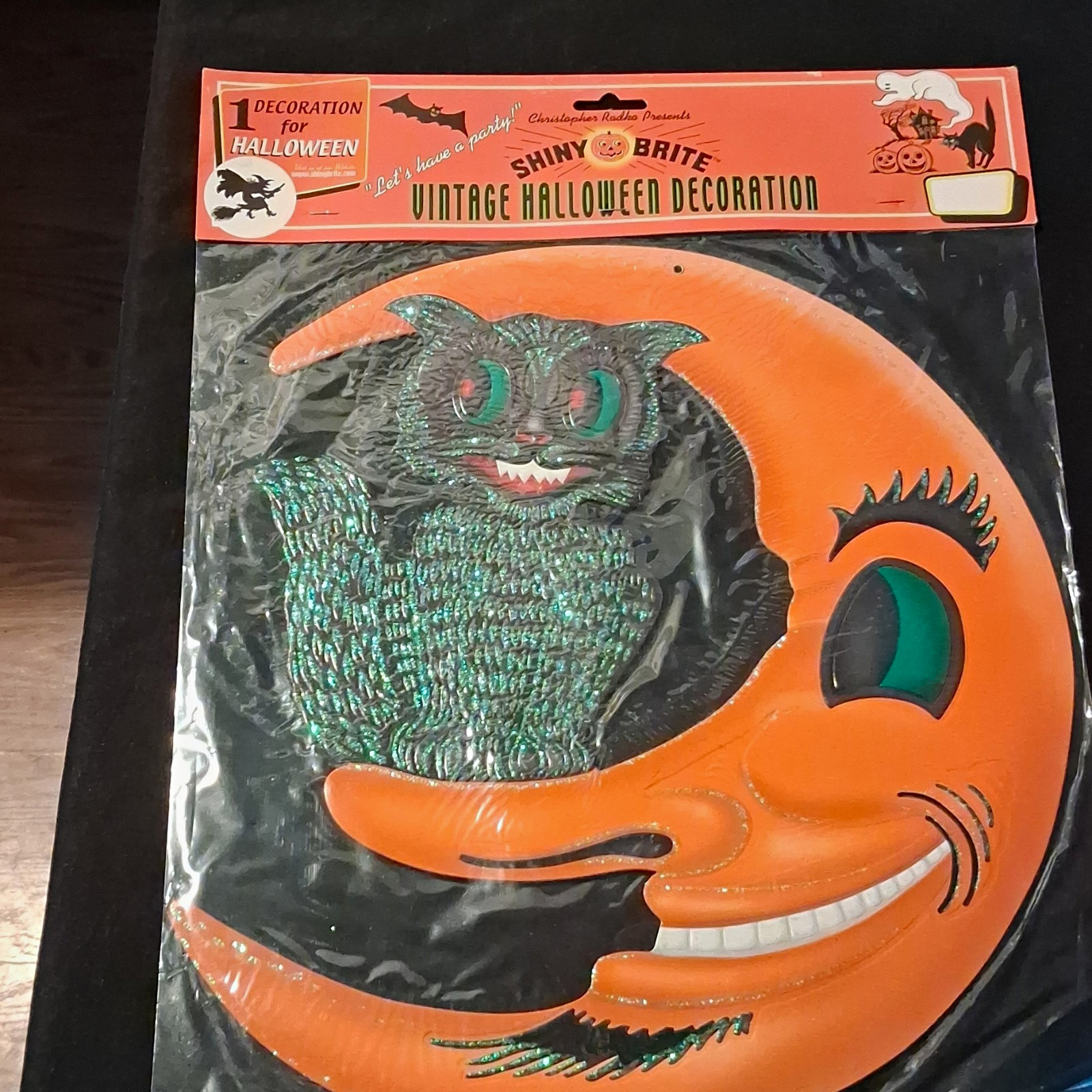 Shiny Brite Vintage Halloween Christopher Radko Black Cat Moon Wall Decor 17 Shiny Brite Vintage Halloween Christopher Radko Black Cat Moon Wall Decor 17