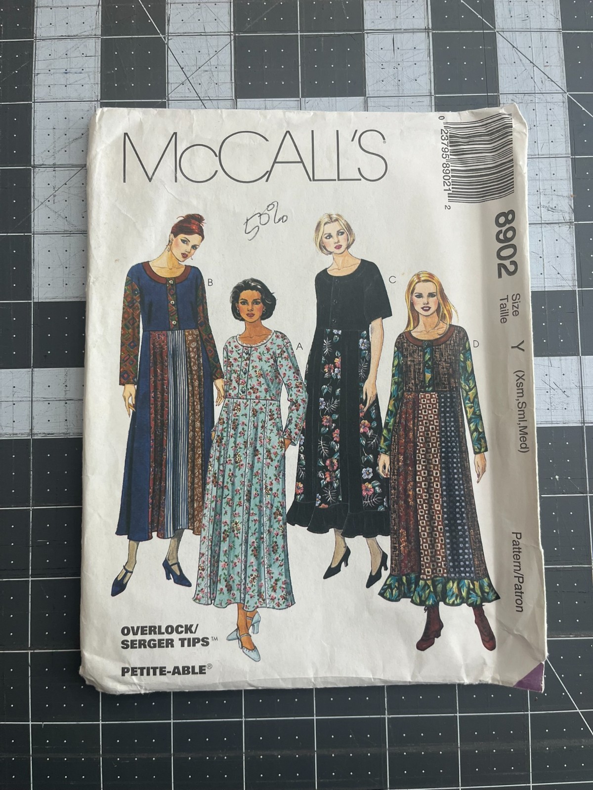 Vintage 1997 McCall’s 8902 Boho Gored Maxi Dress Pattern XS-S-M Uncut OOP