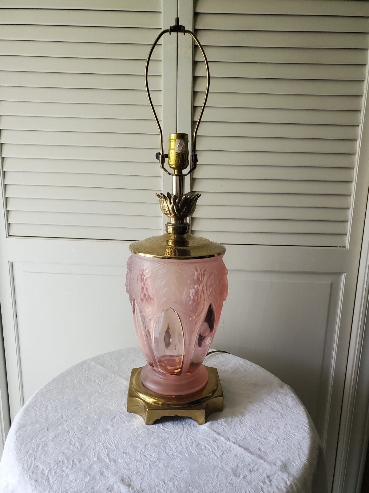 Fenton pink Thistle Table Lamp Frosted & clear Glass