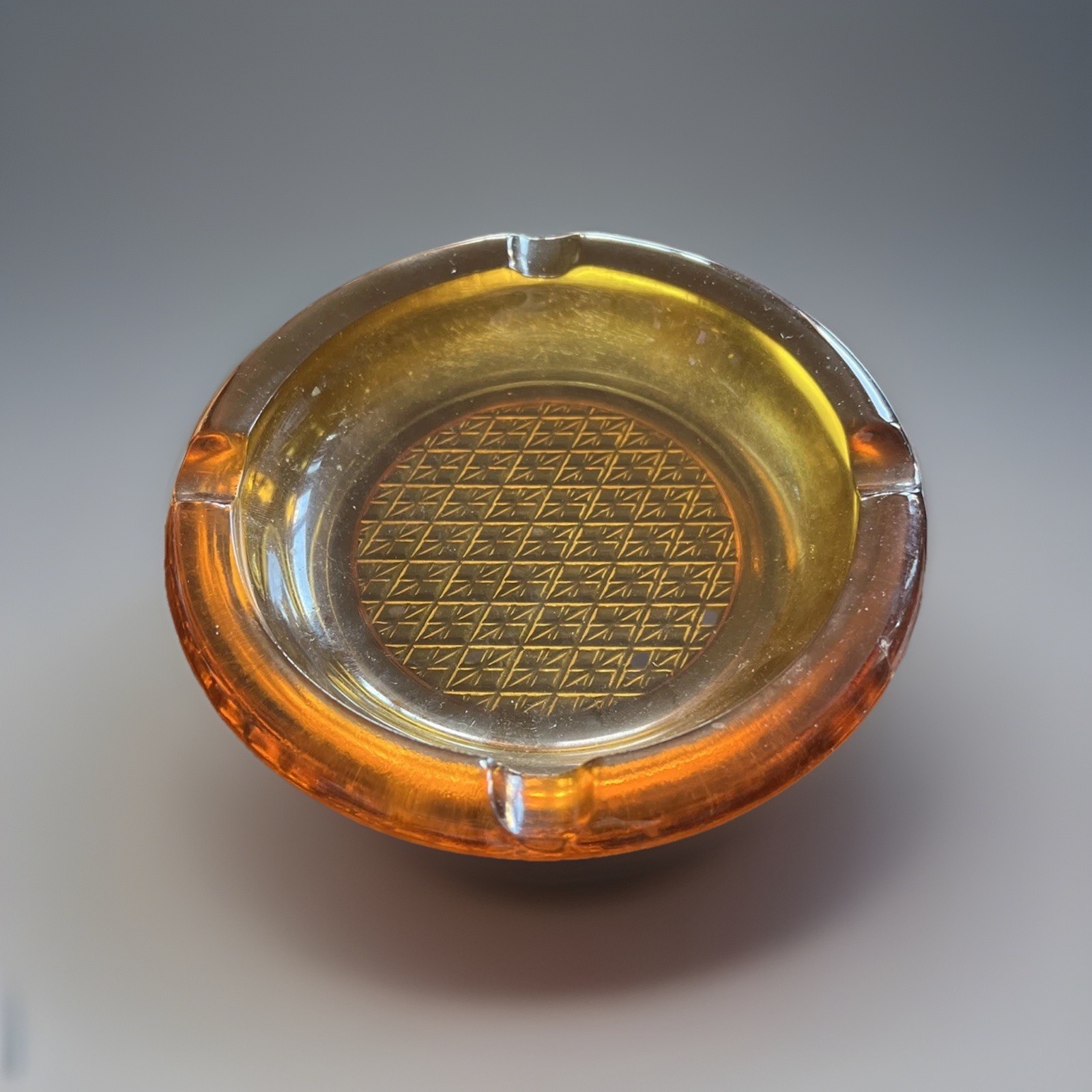 Vintage 6-Inch Cigar Ashtray ~ Amber Glass ~ Diamond Pattern ~ Dark Cognac Color Vintage 6-Inch Cigar Ashtray ~ Amber Glass ~ Diamond Pattern ~ Dark Cognac Color