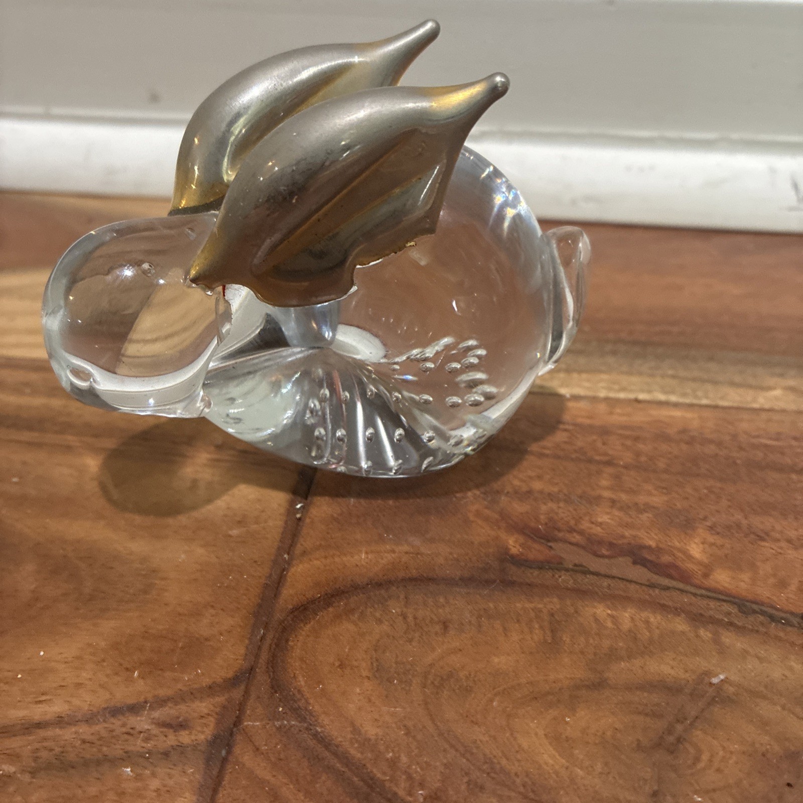 1980\'s Heavy 8 oz Clear Art Glass Bunny Rabbit 3\