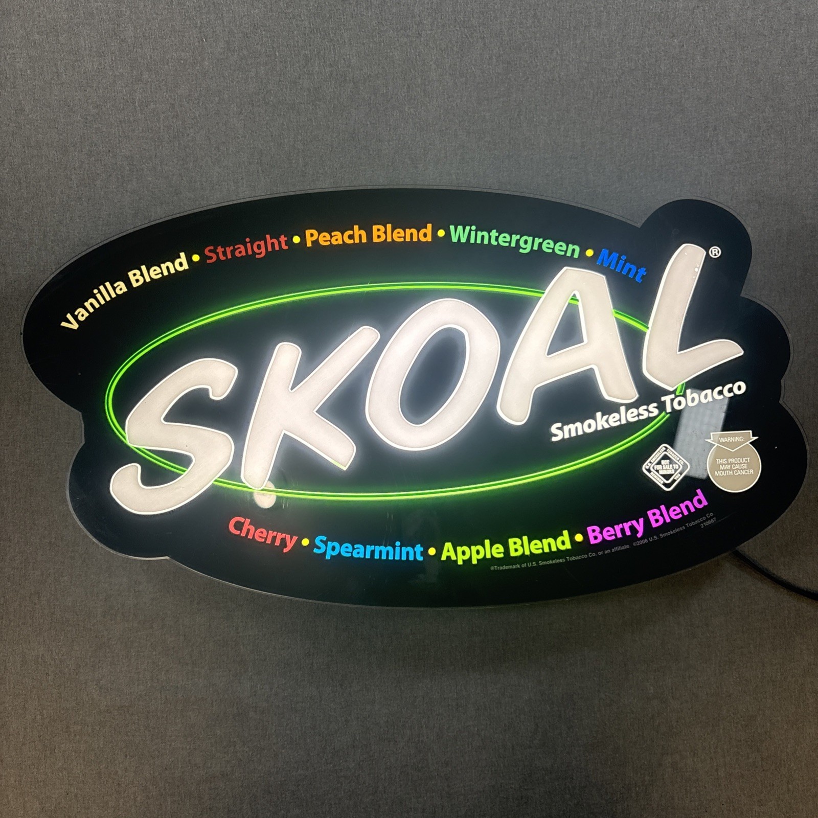 Vintage Skoal Tobacco Hanging Illuminated Store Display Light Garage Man Cave